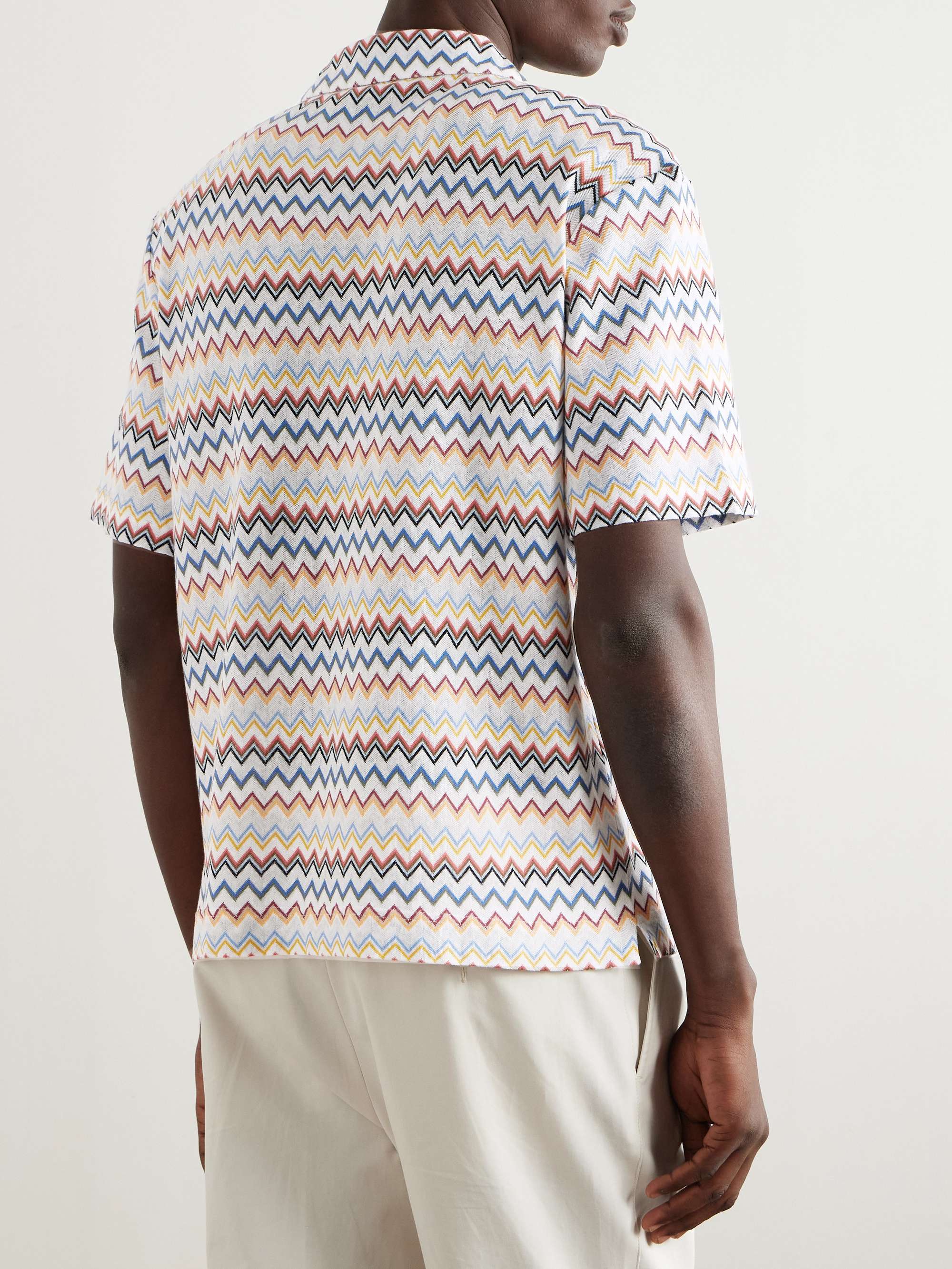 Camp-Collar Crochet-Knit Cotton Shirt view