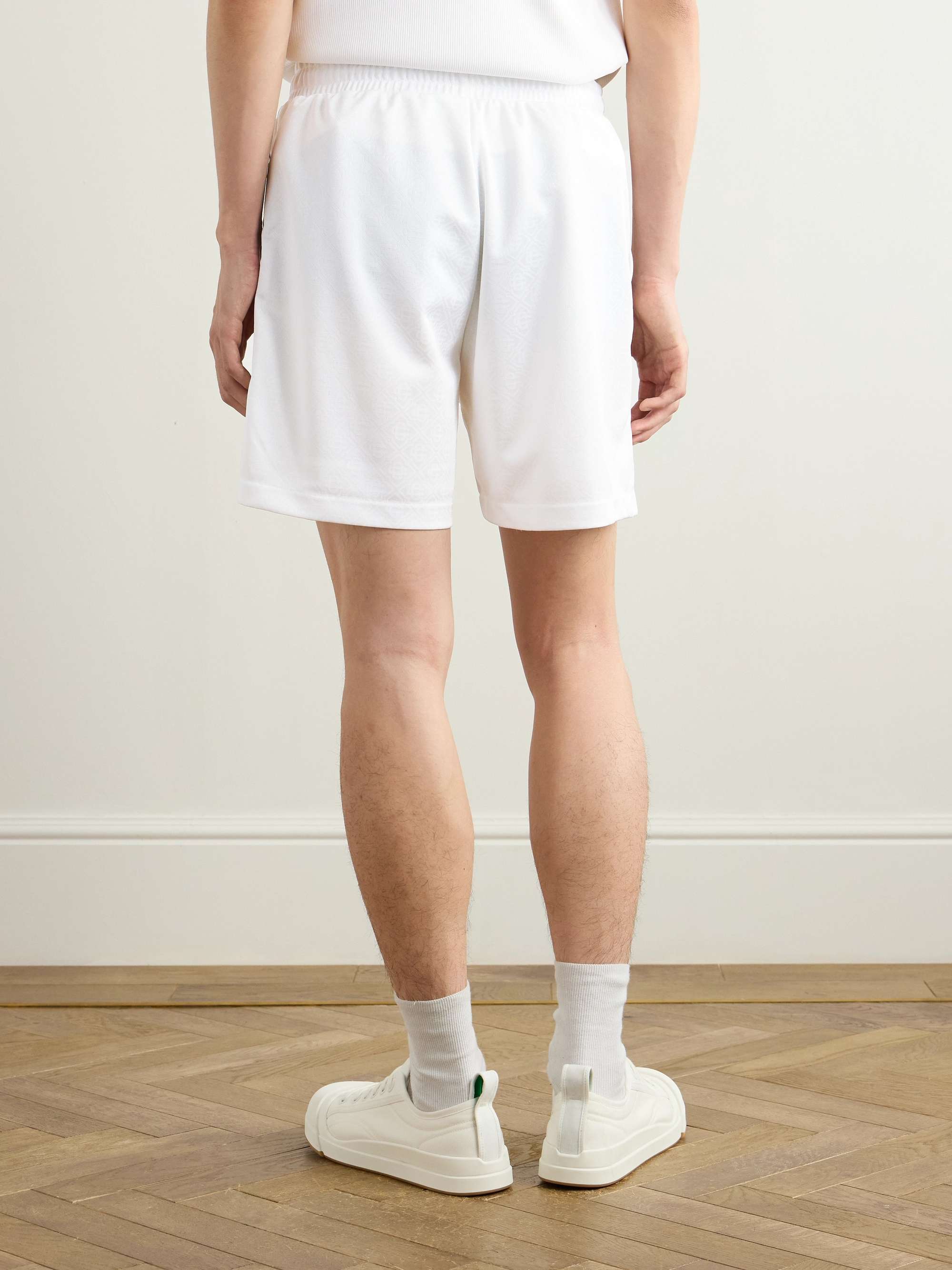 Straight-Leg Logo-Appliquéd Striped Jacquard Shorts view