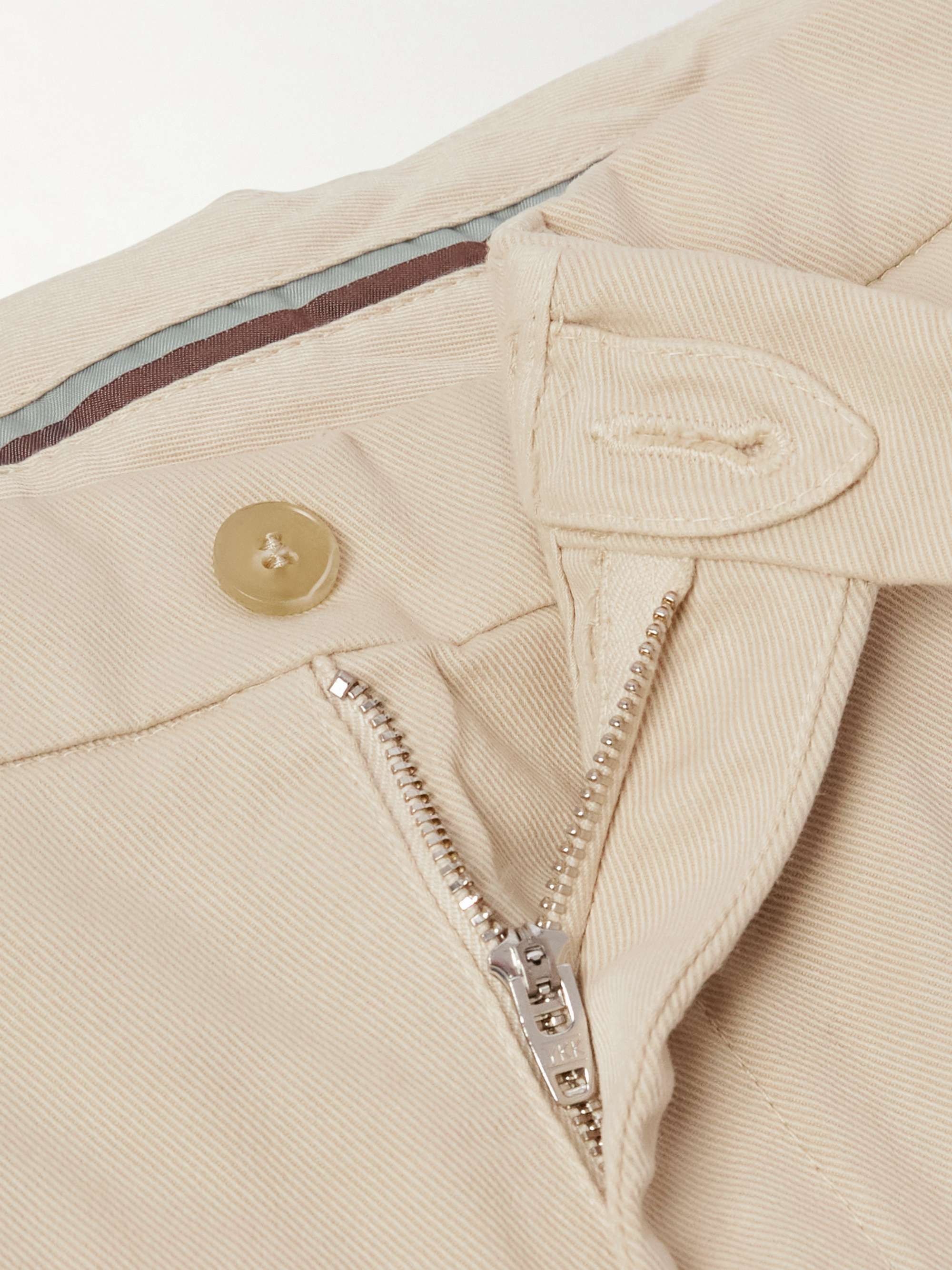 Slim-Fit Straight-Leg Garment-Dyed Stretch-Cotton Twill Trousers view