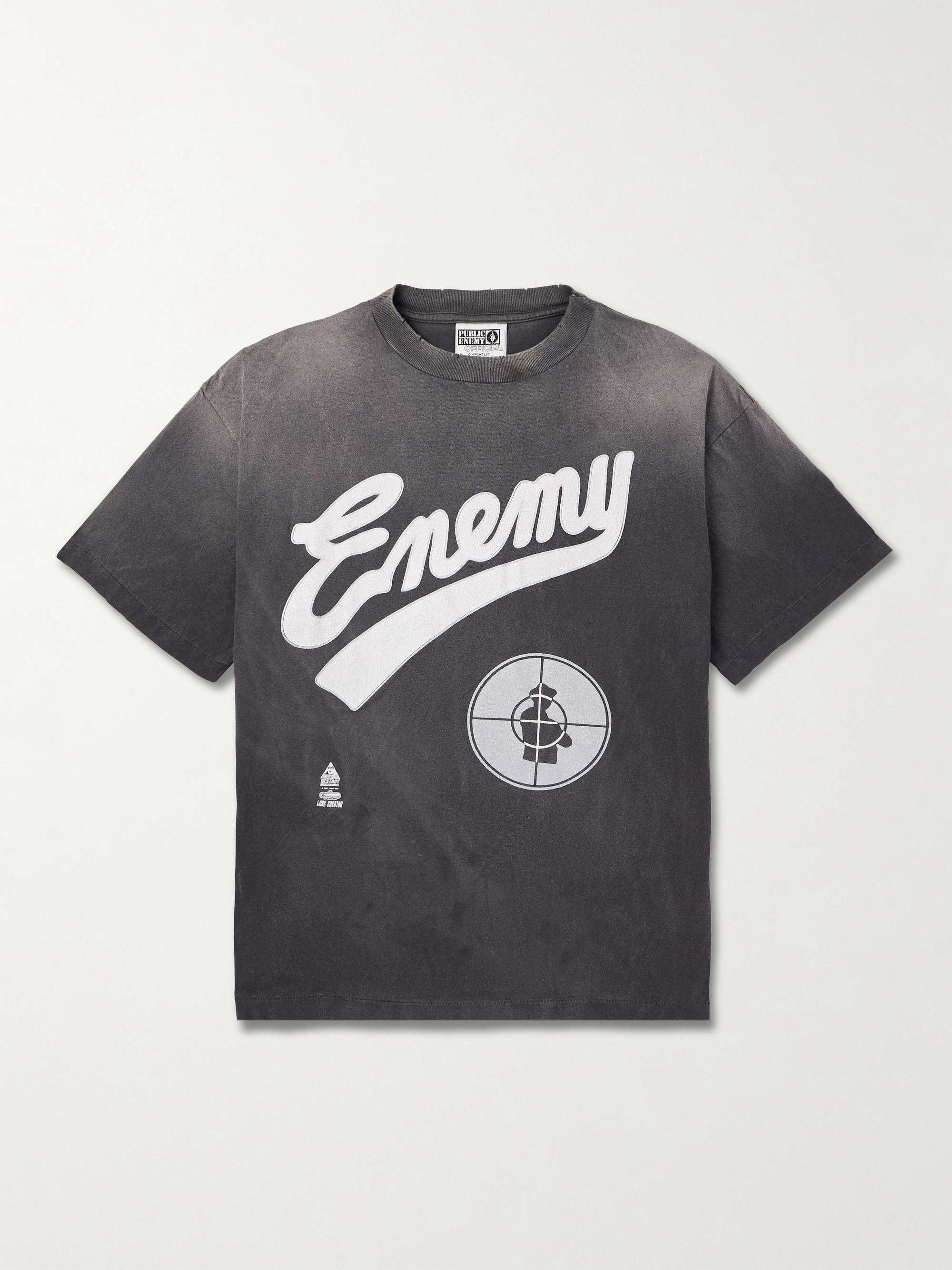 + Cactus Plant Flea Market Public Enemy Distressed Printed Cotton-Jersey T-Shirt hero visual