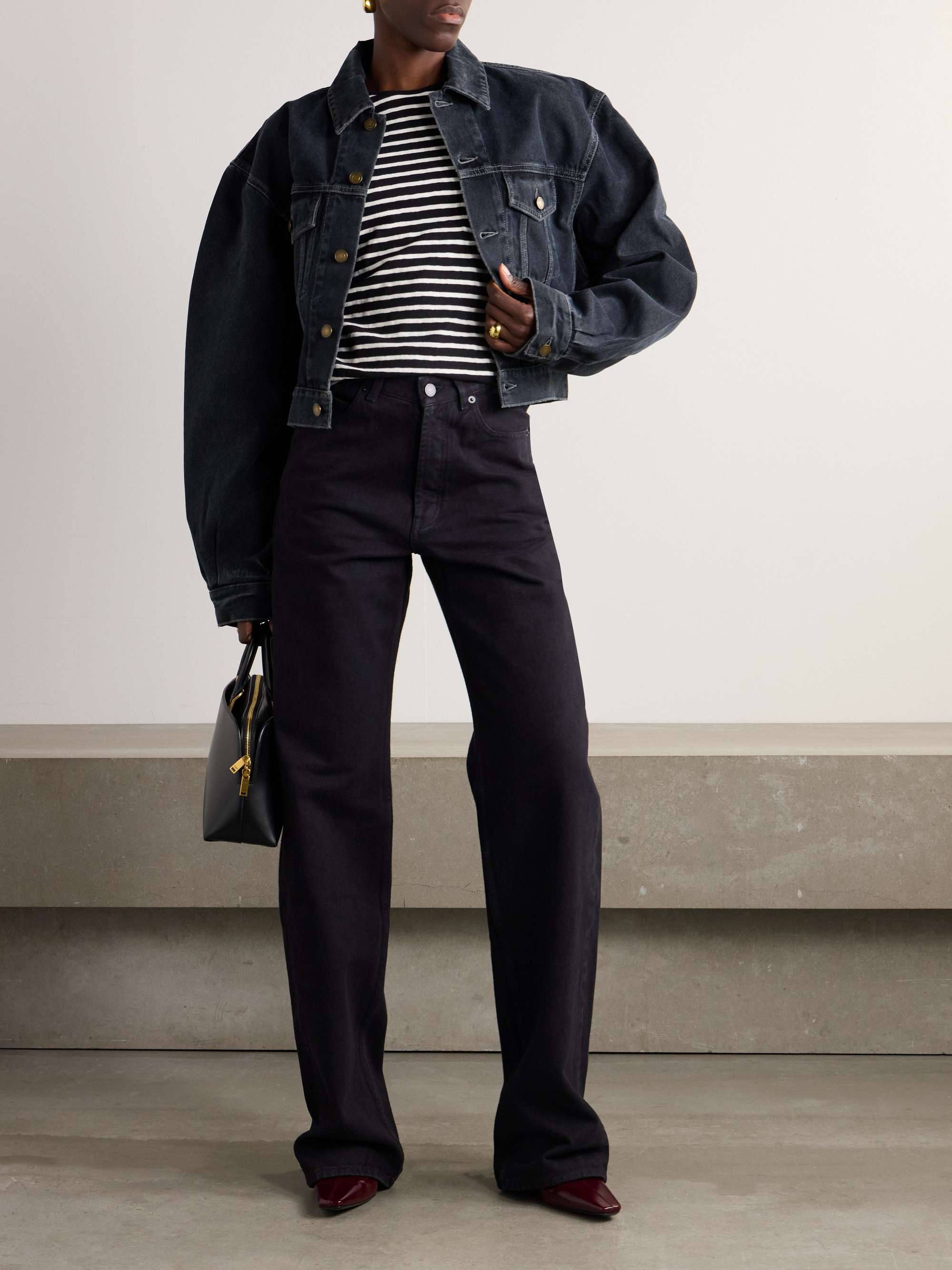 Embroidered striped cotton-jersey T-shirt view
