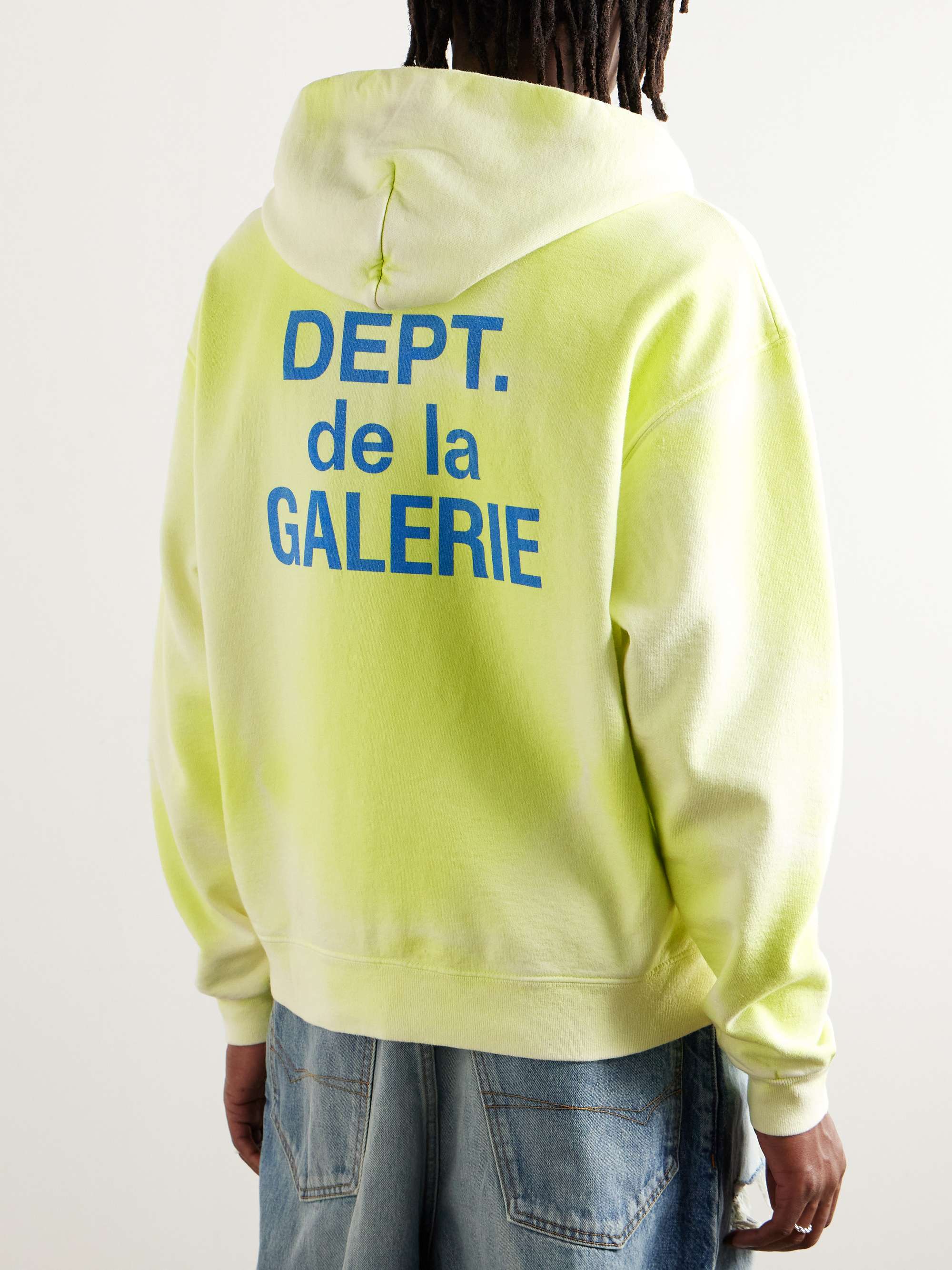 Logo-Print Bleached Cotton-Jersey Zip-Up Hoodie view