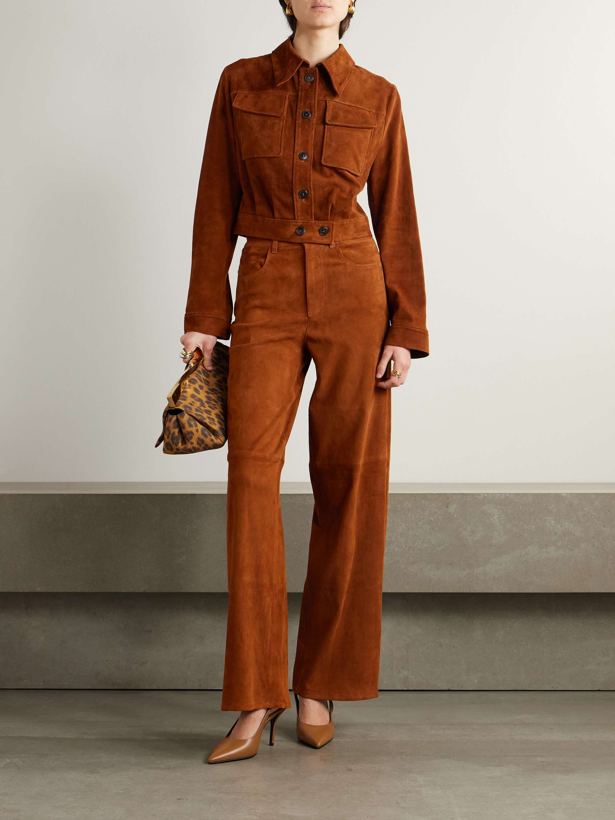 Mythéo paneled suede straight-leg pants view