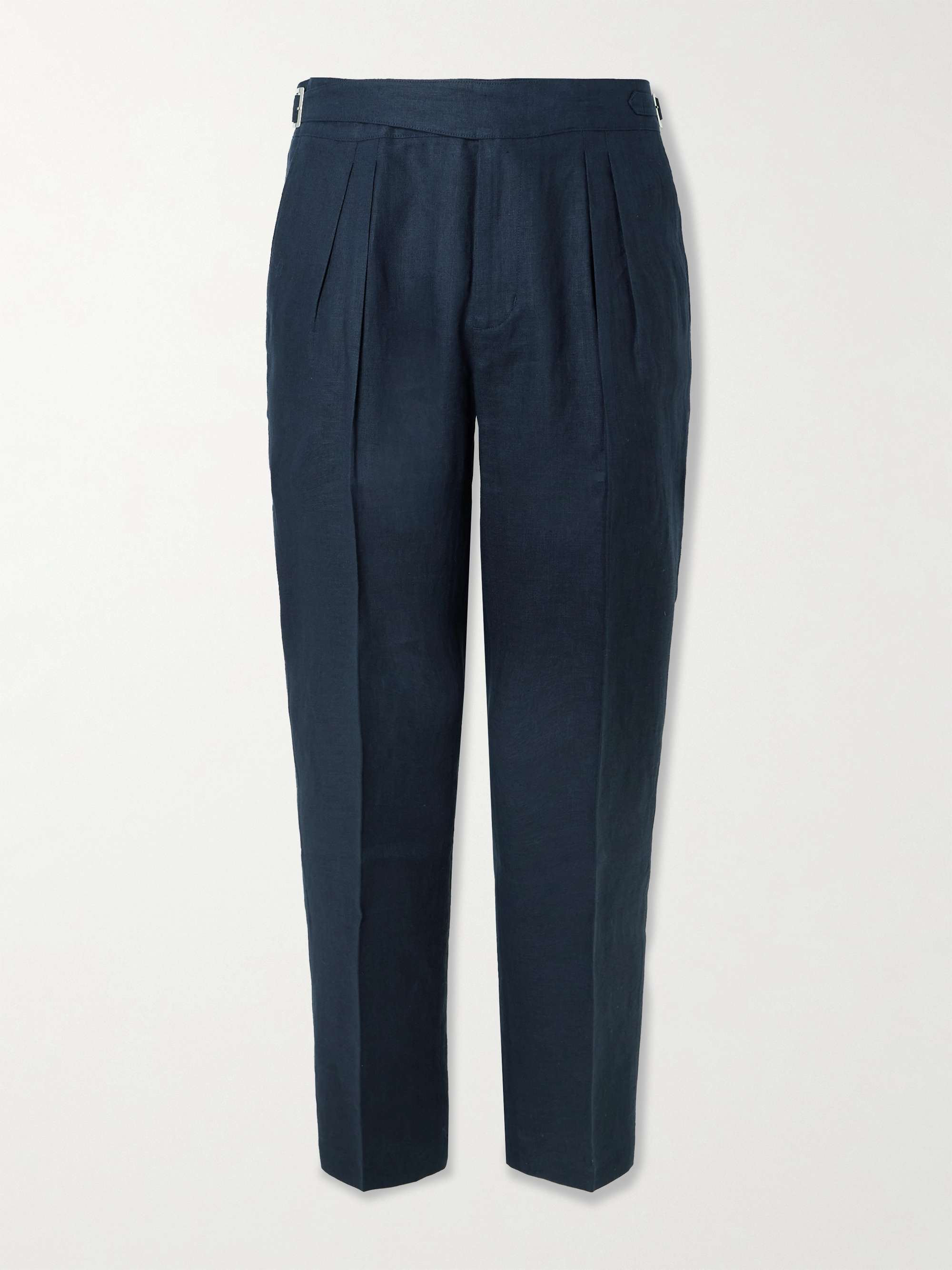Steve Tapered Pleated Linen Trousers hero visual