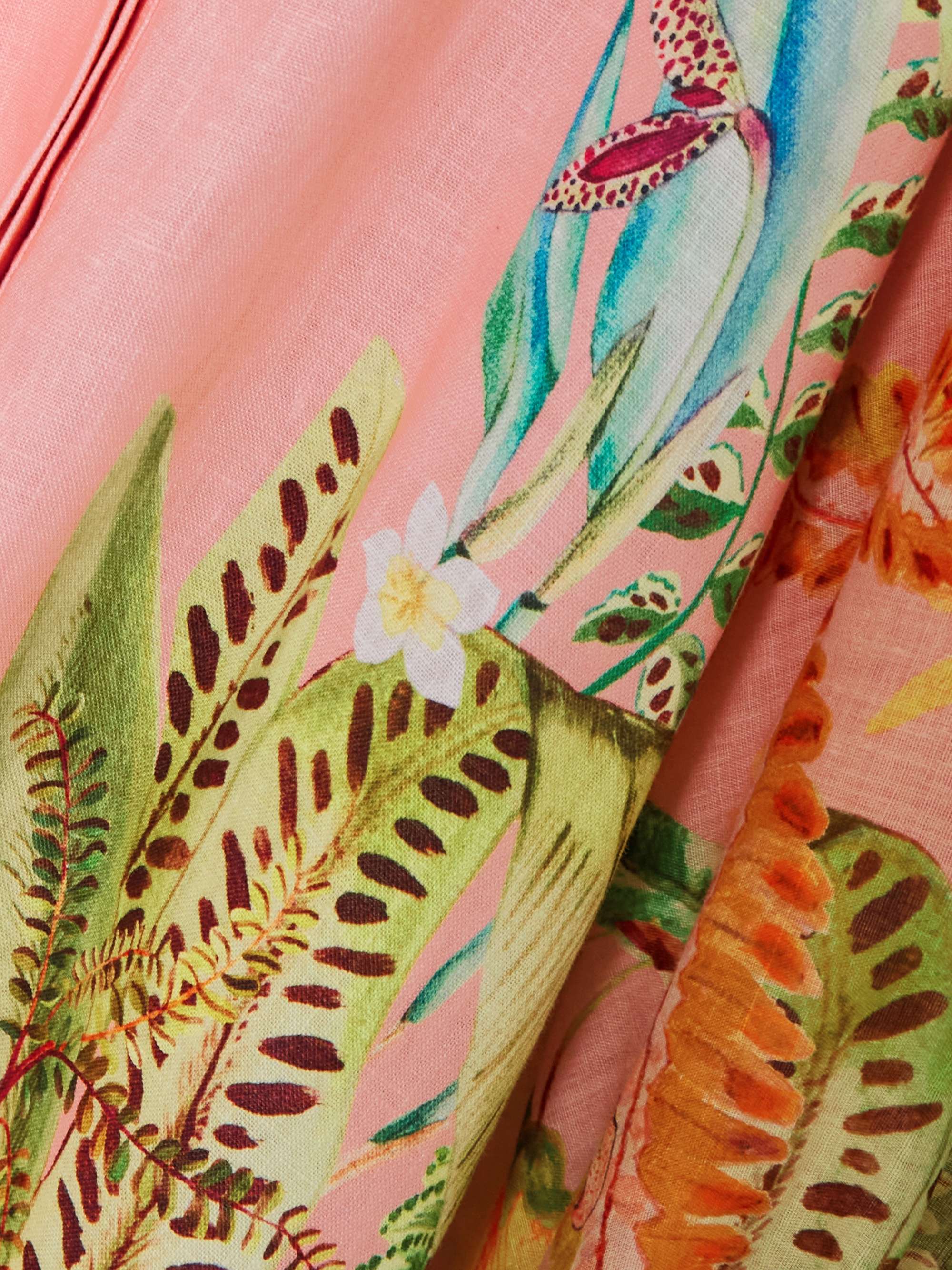 Papaya printed linen midi shirt dress view