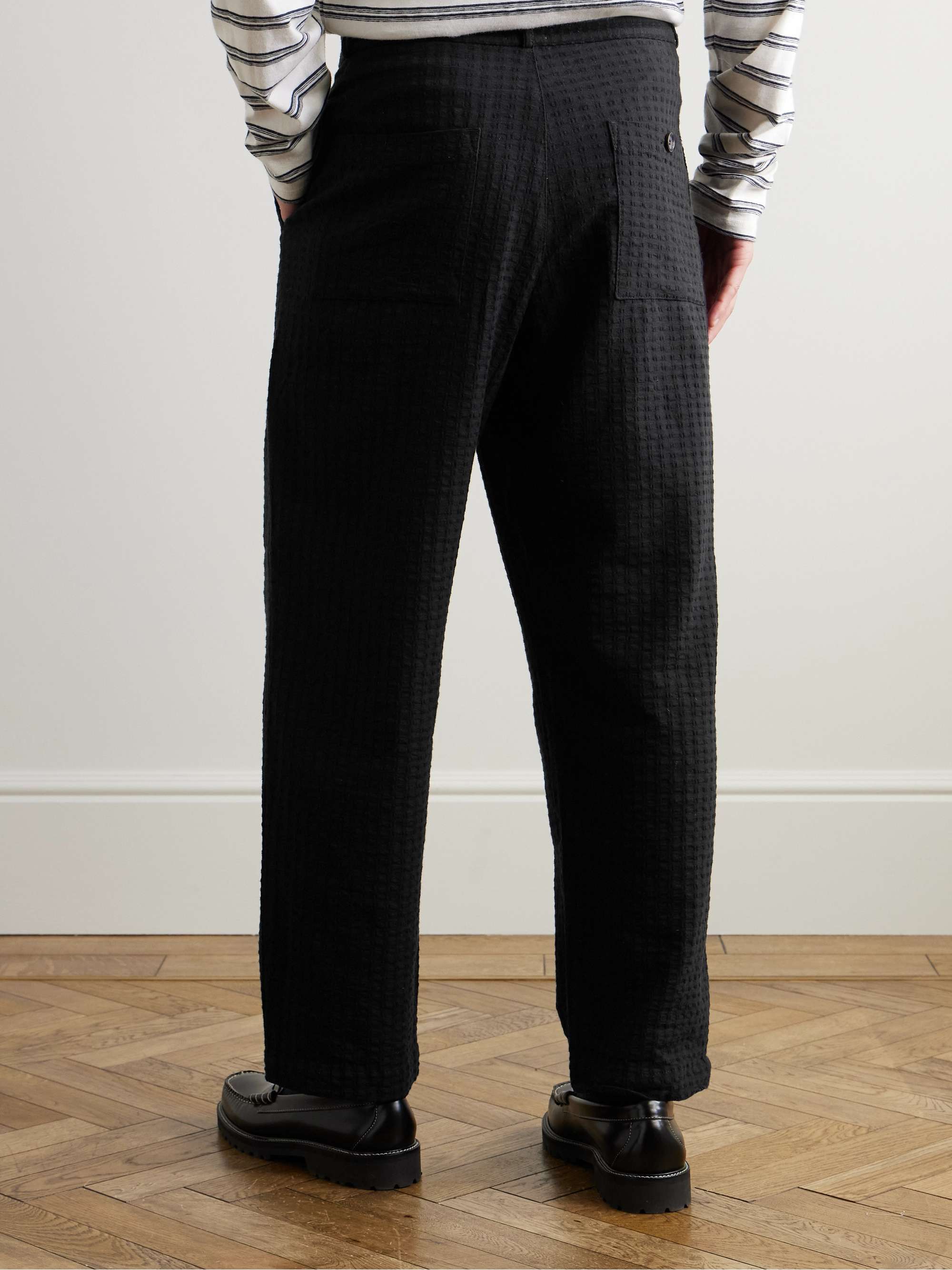 William Straight-Leg Organic Cotton-Blend Seersucker Trousers view
