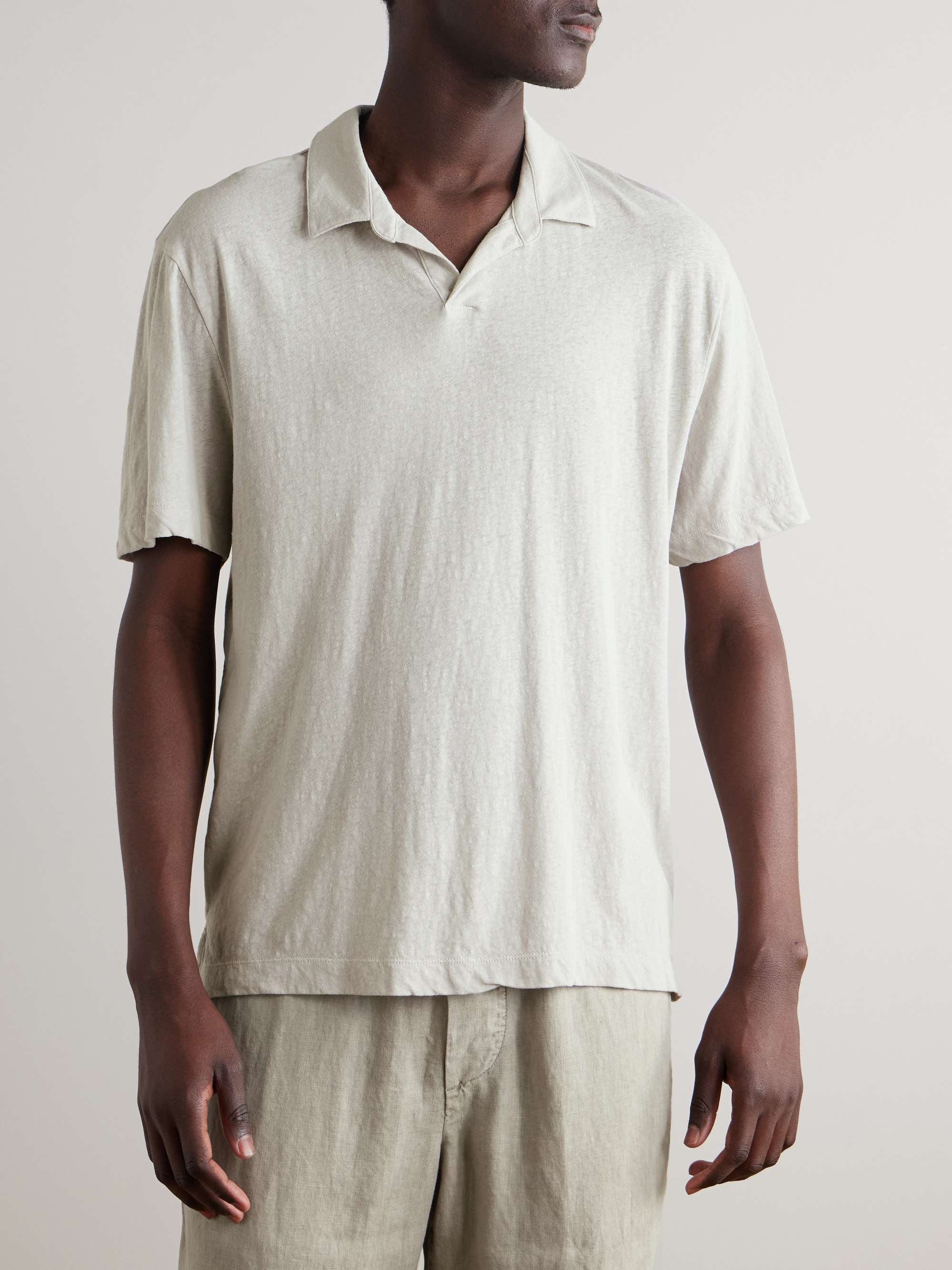 Open-Collar Cotton-Jersey Polo Shirt view