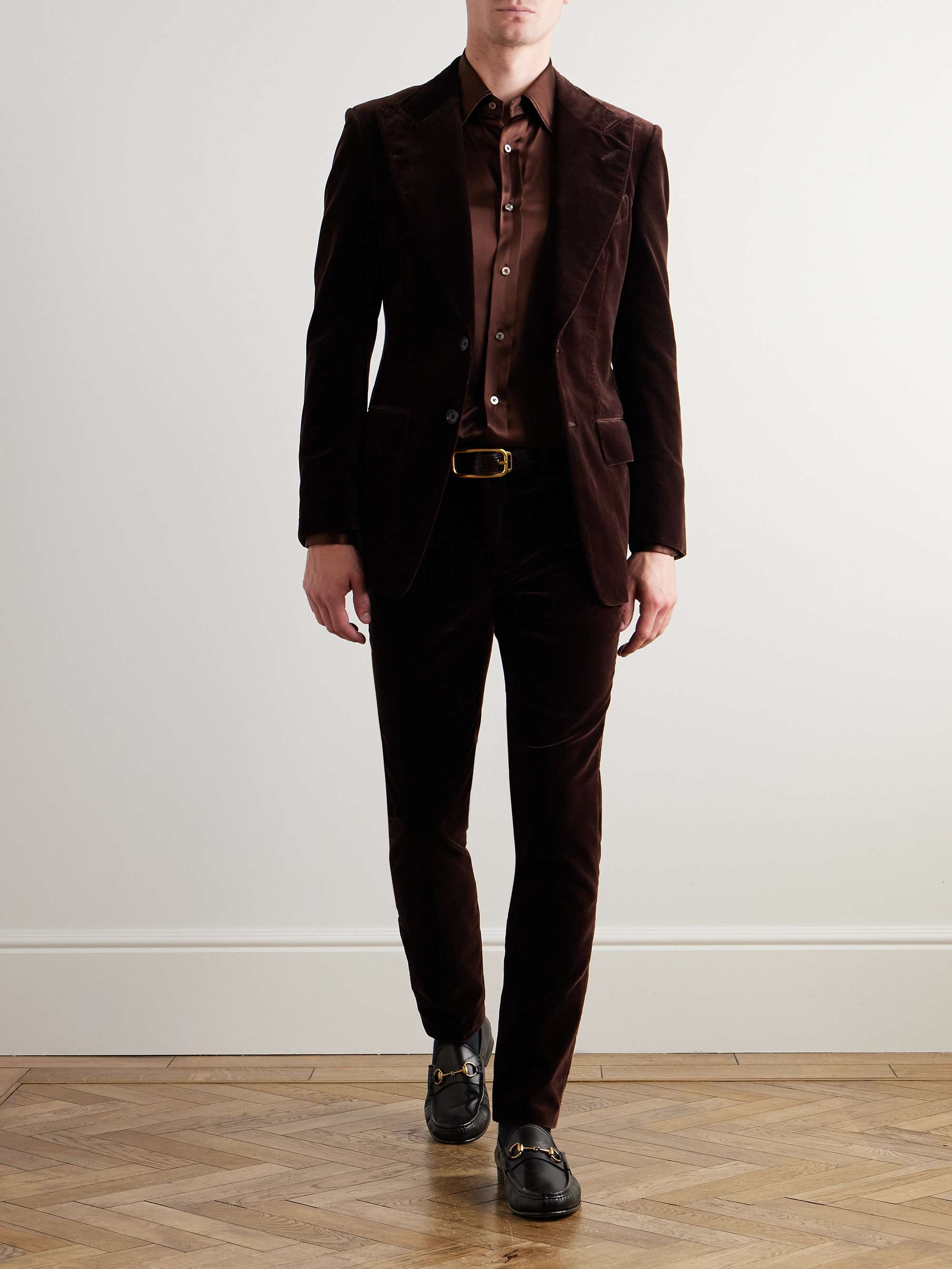 Dyllan Straight-Leg Cotton-Velvet Suit Trousers view