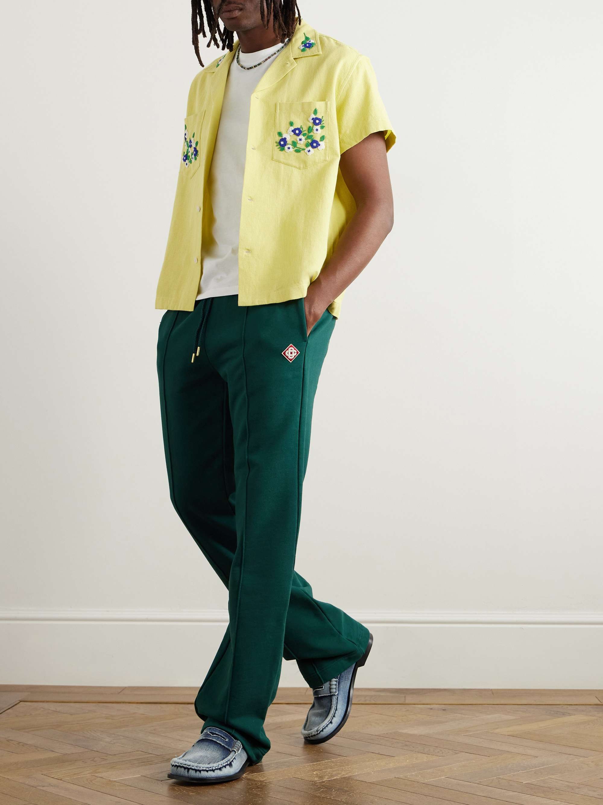Straight-Leg Logo-Appliquéd Organic Cotton-Jersey Sweatpants view