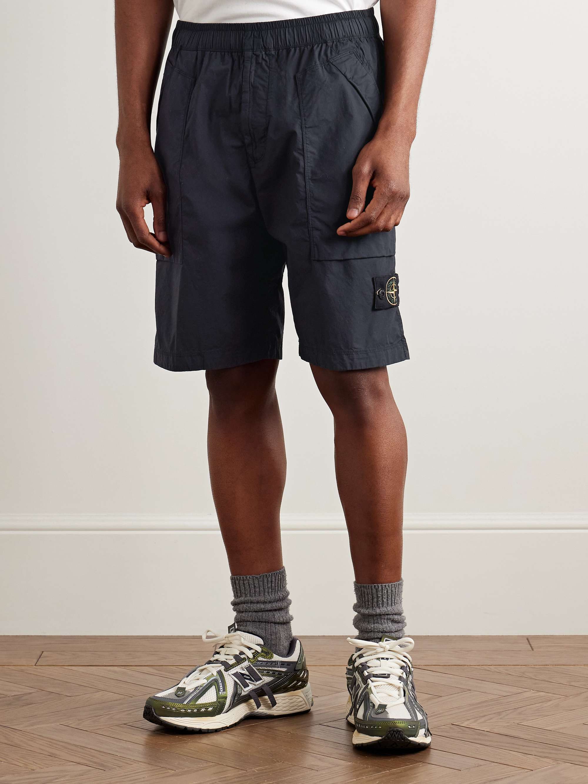 Straight-Leg Garment-Dyed Stretch-Cotton Tela Cargo Shorts view