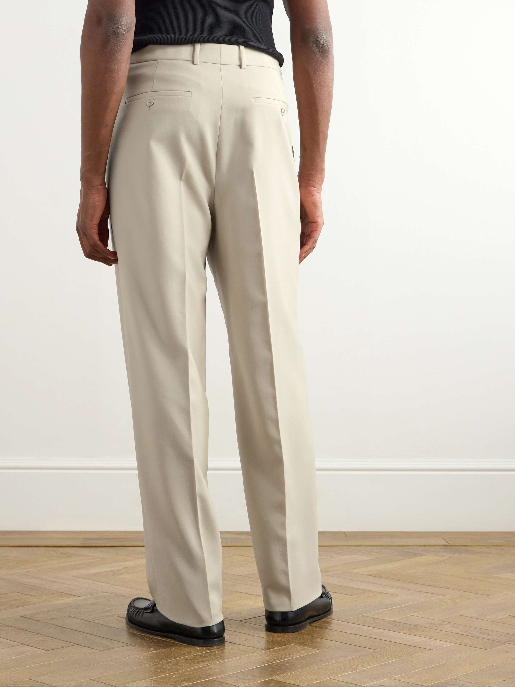Tapered Pleated Grain de Poudre Wool Trousers view