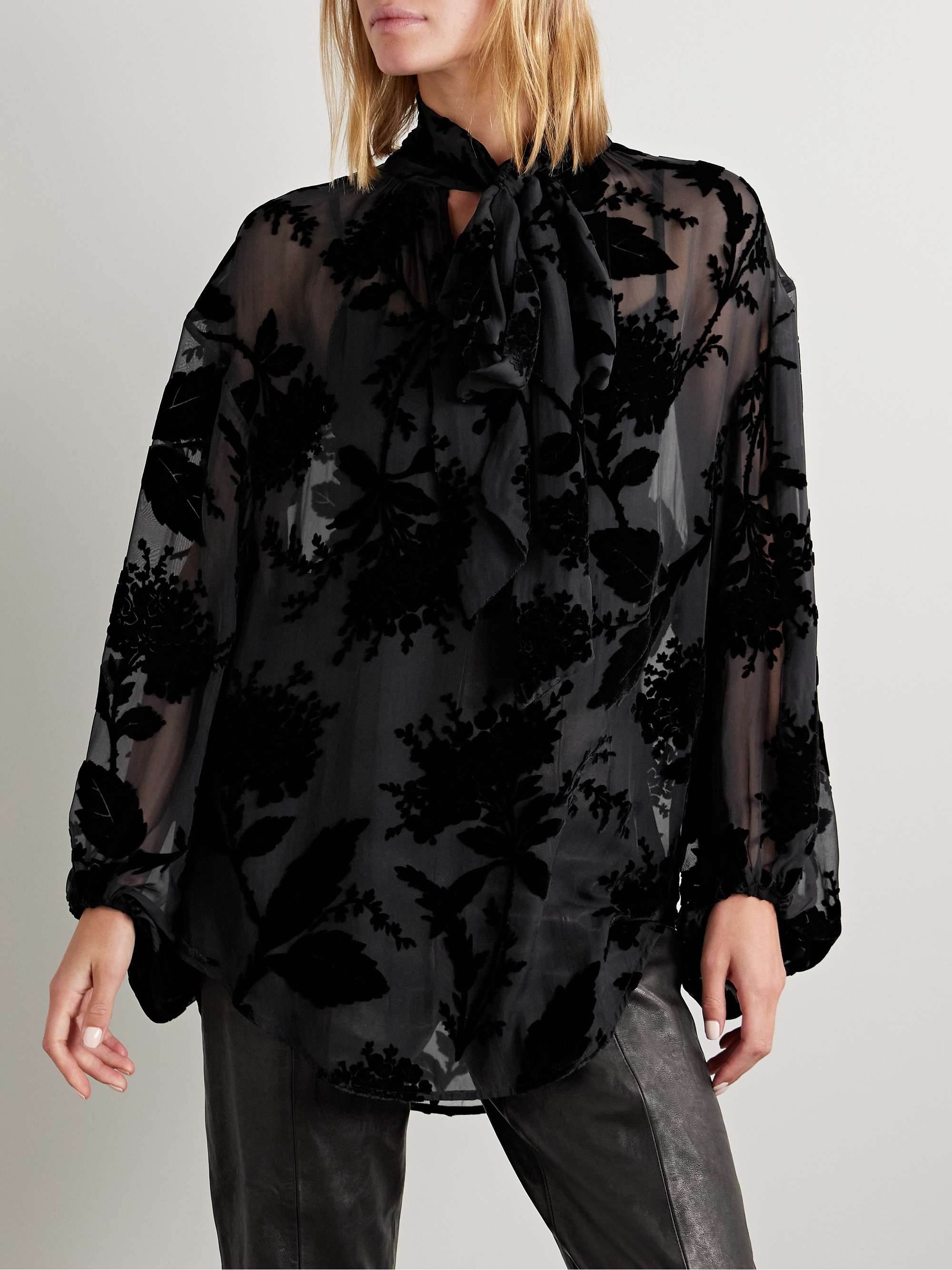Pussy-bow dévoré-crepe de chine blouse view