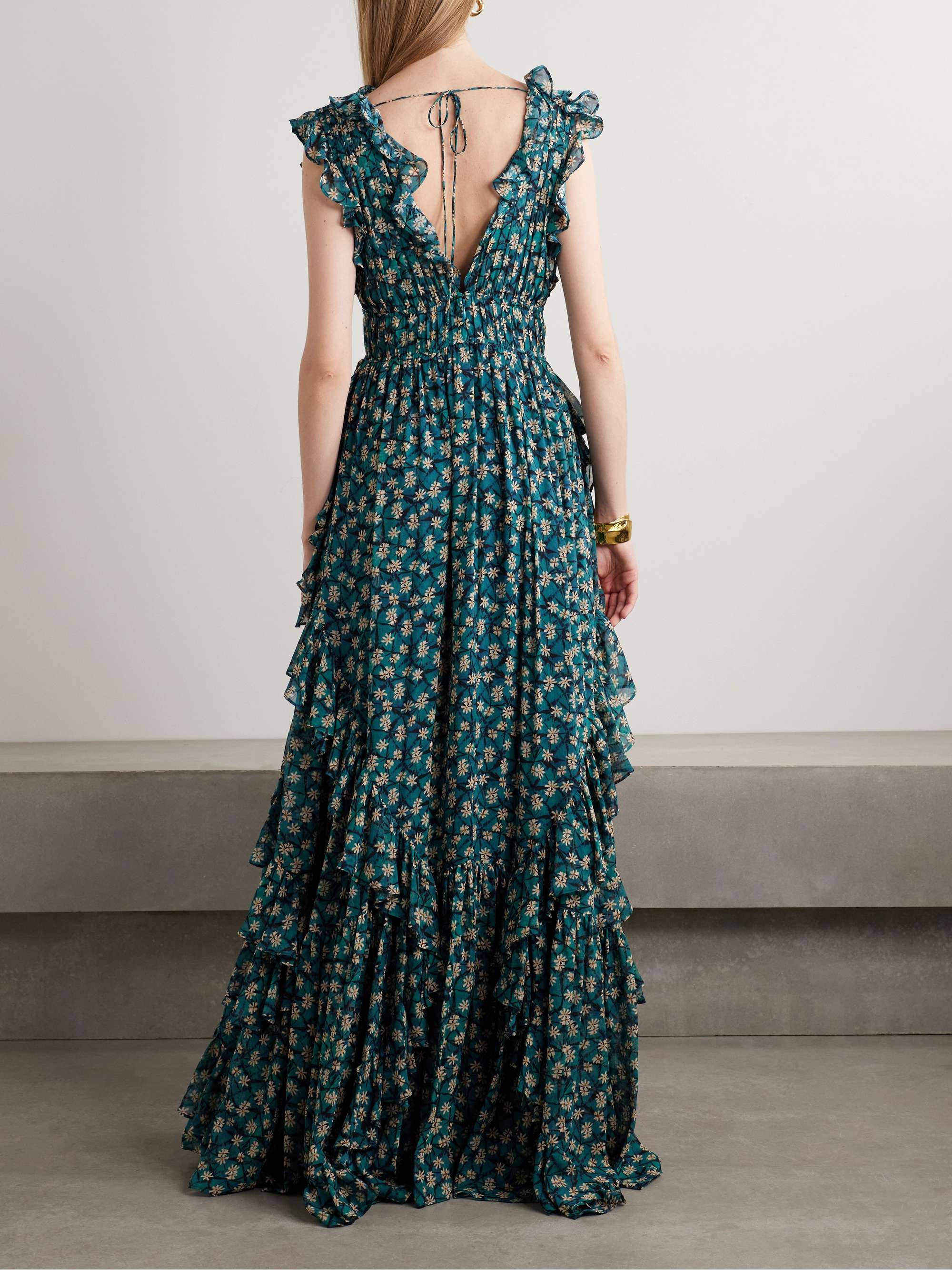Florella ruffled floral-print silk-chiffon gown view