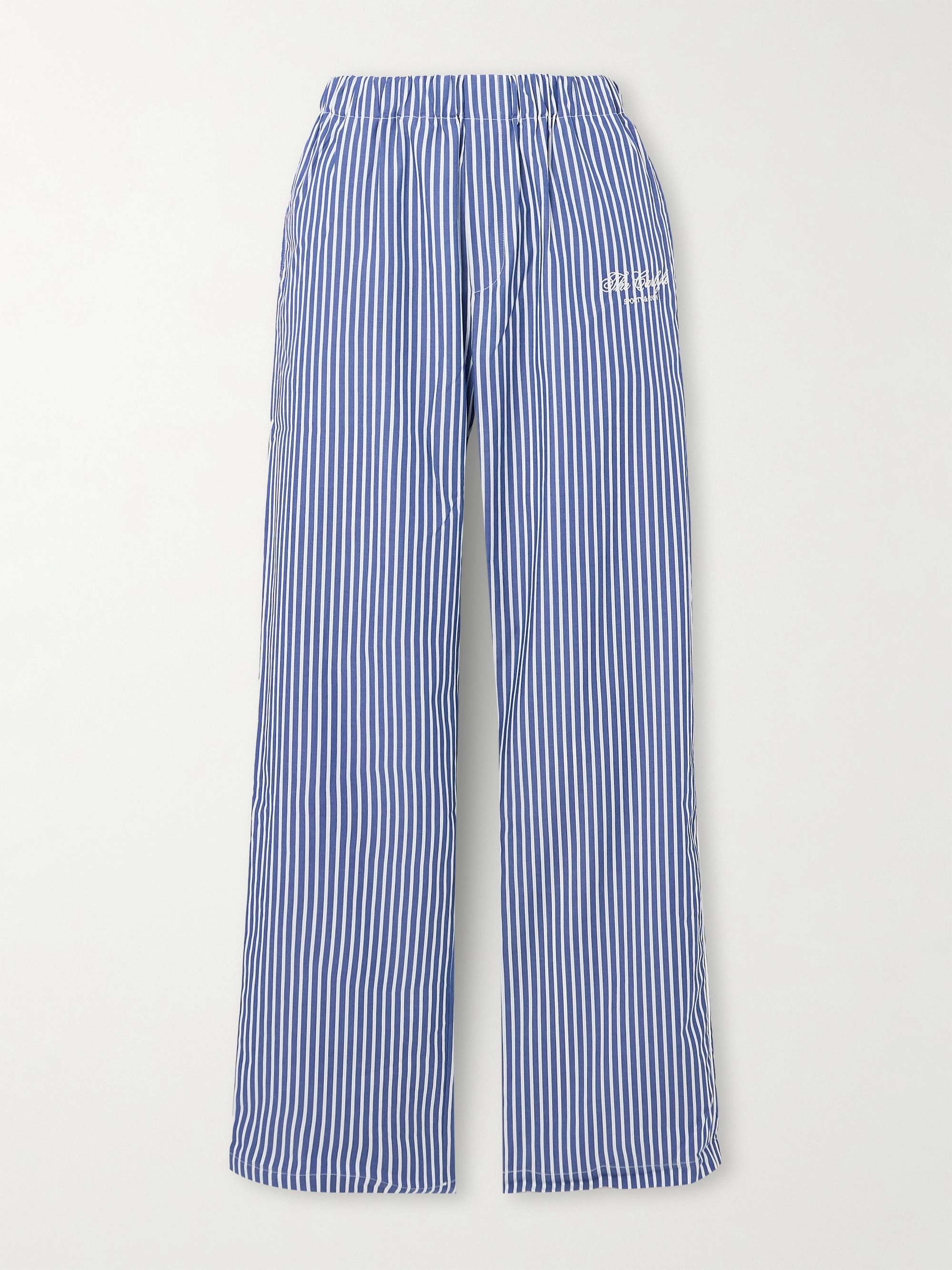 + The Carlyle embroidered striped cotton-poplin pajama pants hero visual