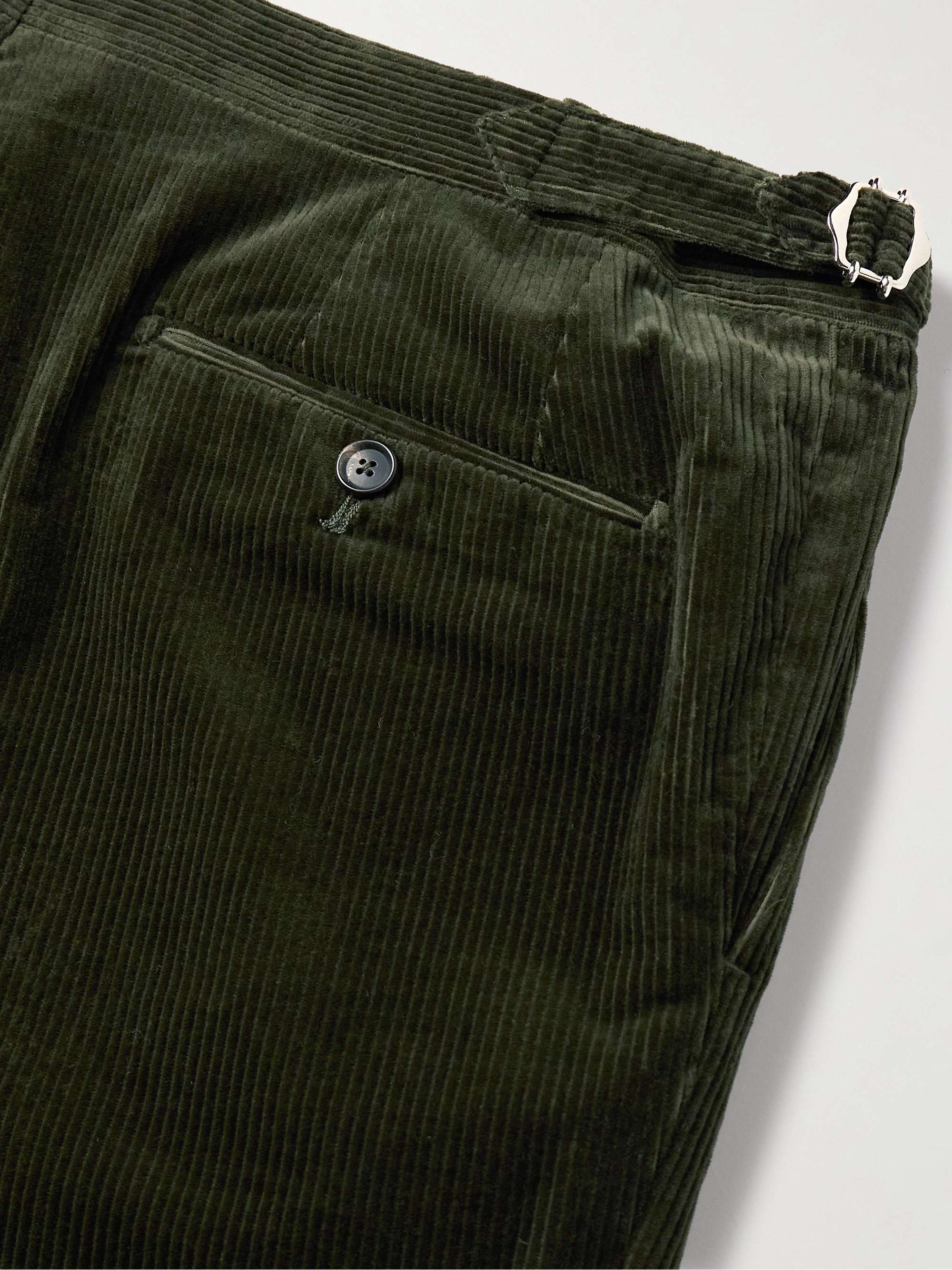 Slim-Fit Pleated Stretch-Cotton Corduroy Suit Trousers view