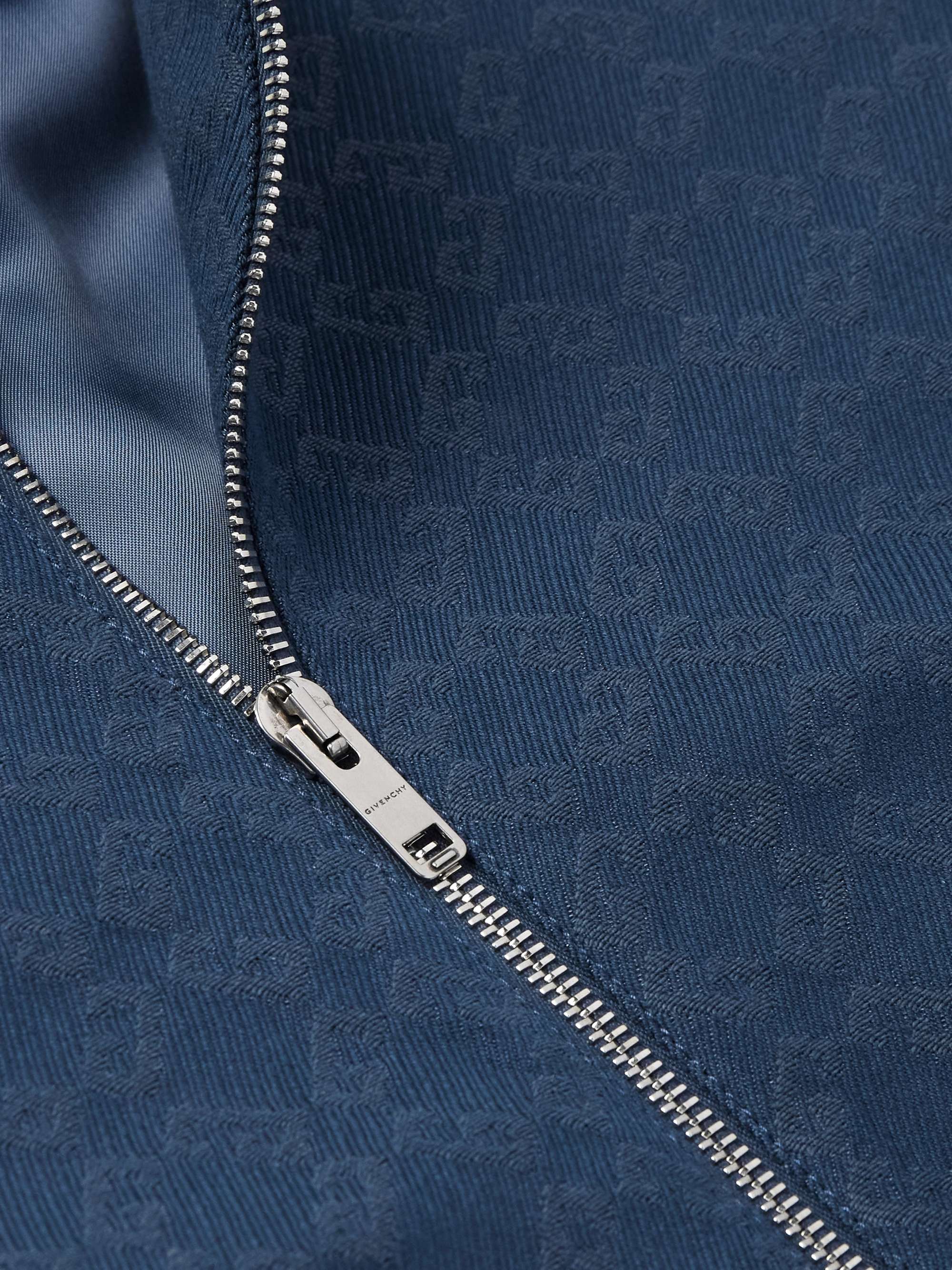 Monogrammed Denim and Leather Varsity Jacket view