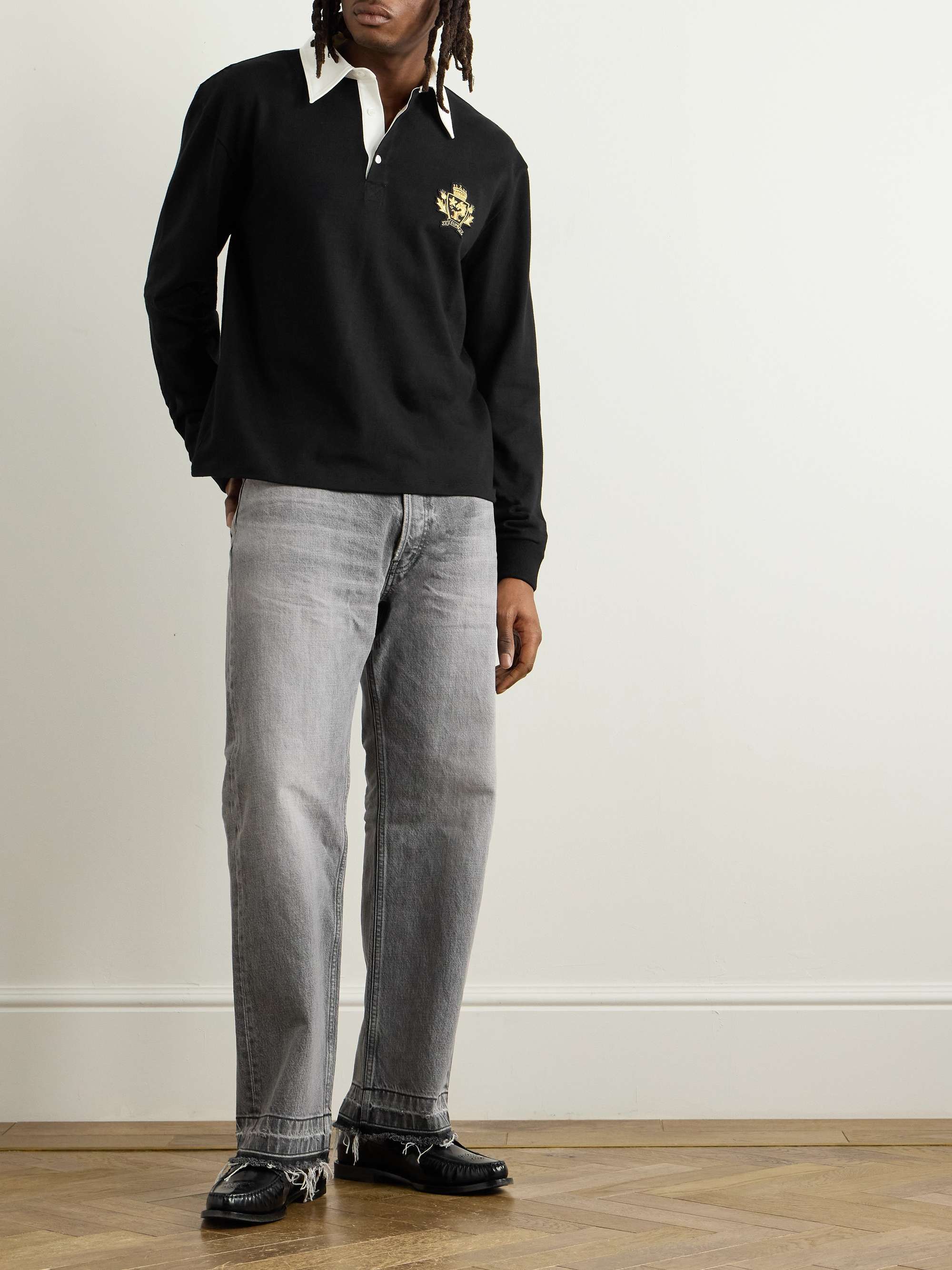 Logo-Appliquéd Twill-Trimmed Cotton Polo Shirt view
