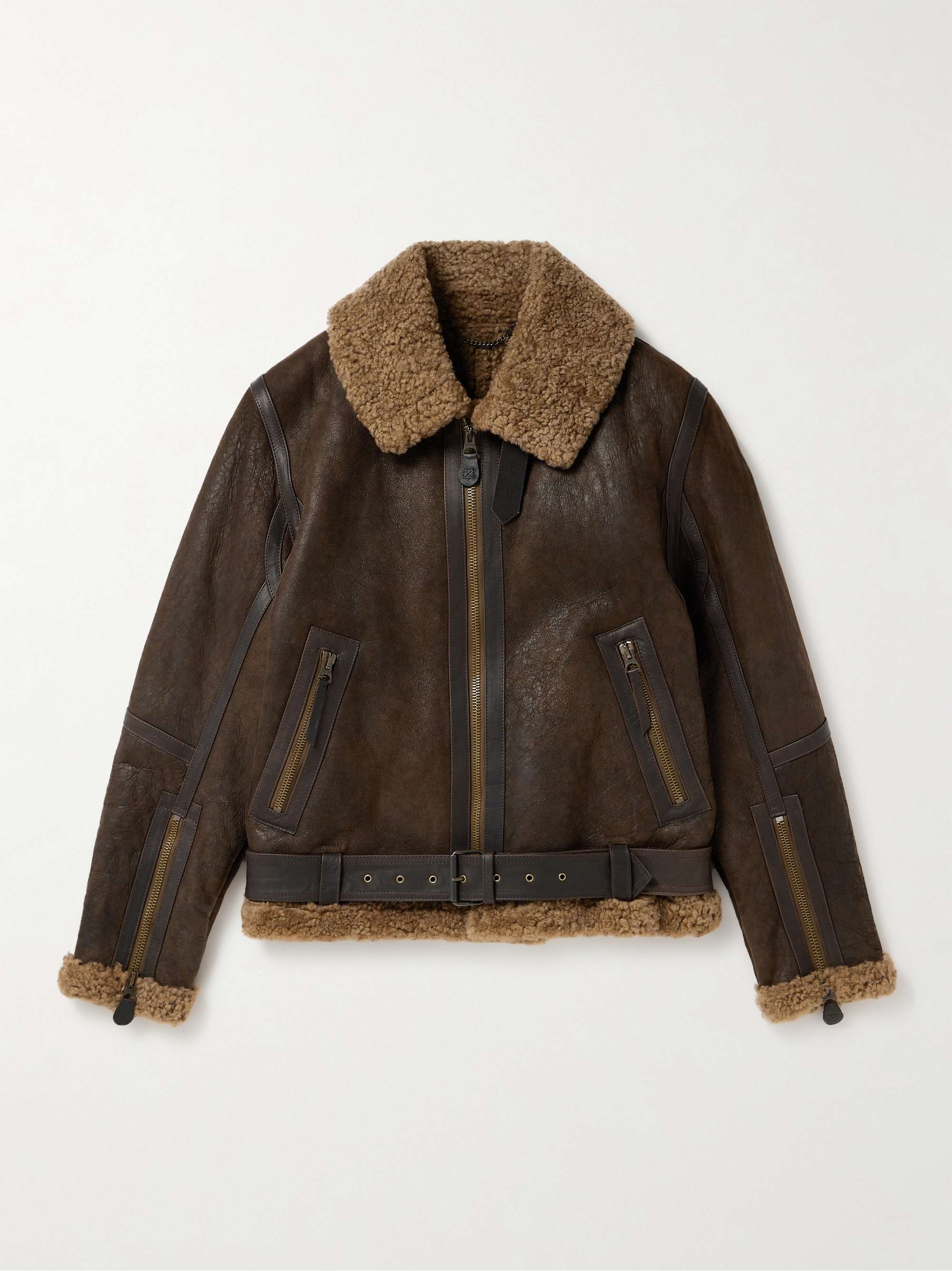 Wilder Shearling-Trimmed Leather Aviator Jacket hero visual