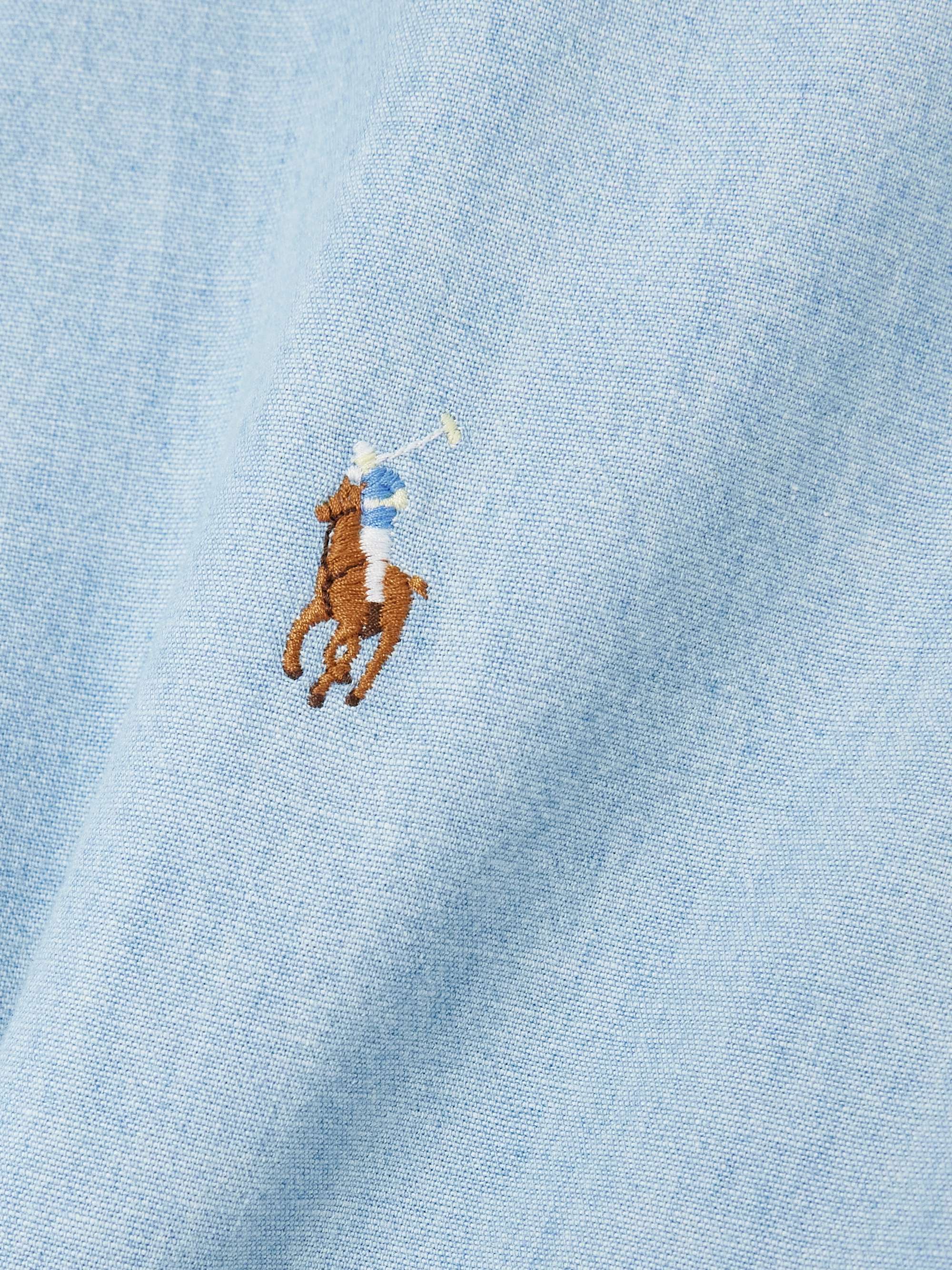 Cory embroidered belted cotton-chambray midi shirt dress view