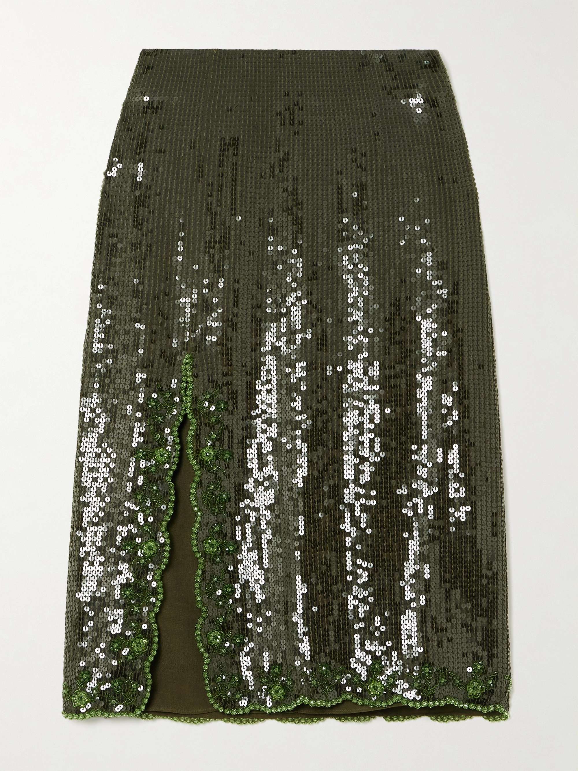 Olivine scalloped embellished crepe midi skirt hero visual