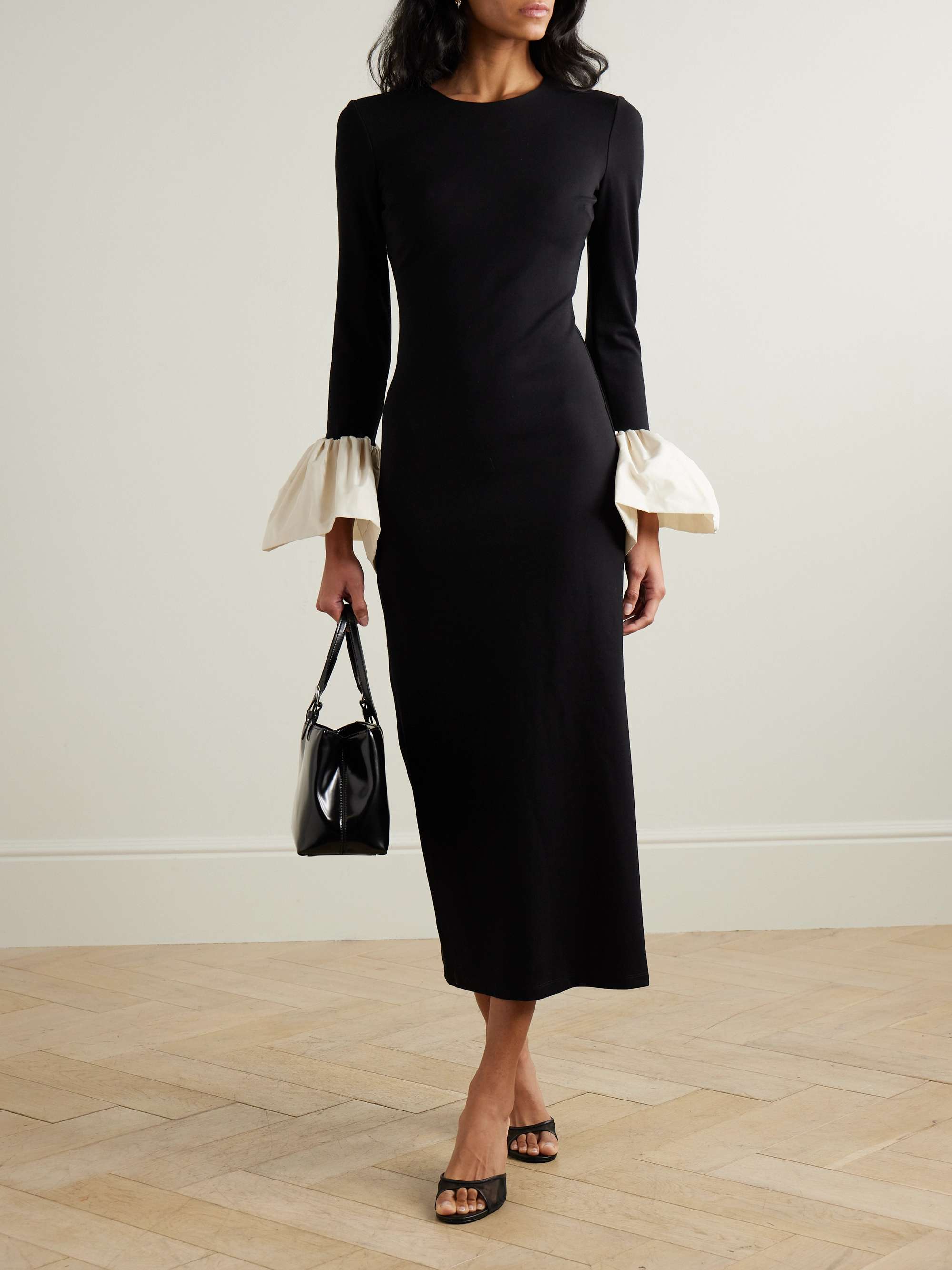 Hawthorne taffeta-trimmed stretch-ponte midi dress view
