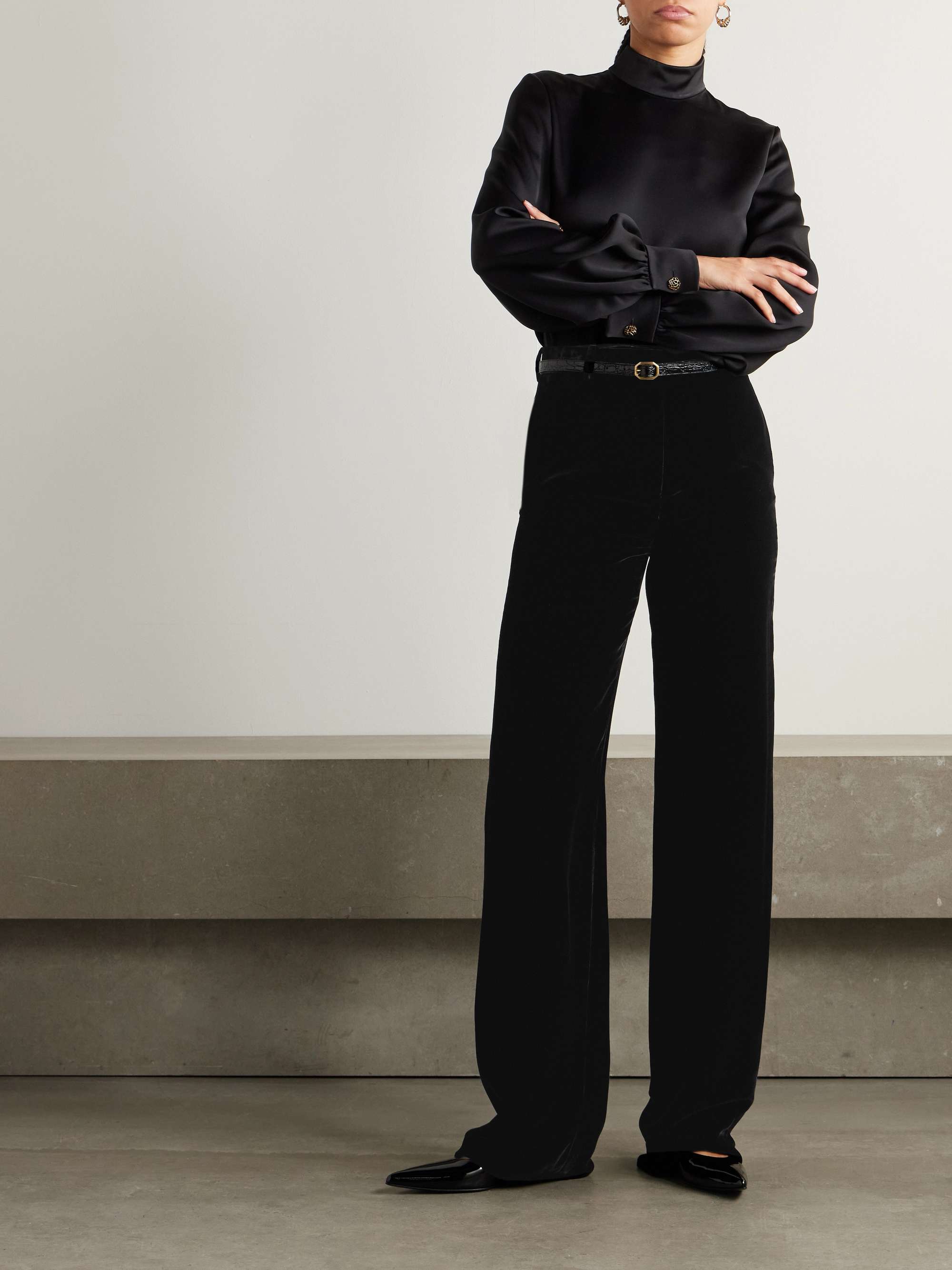 Goldie velvet wide-leg pants view