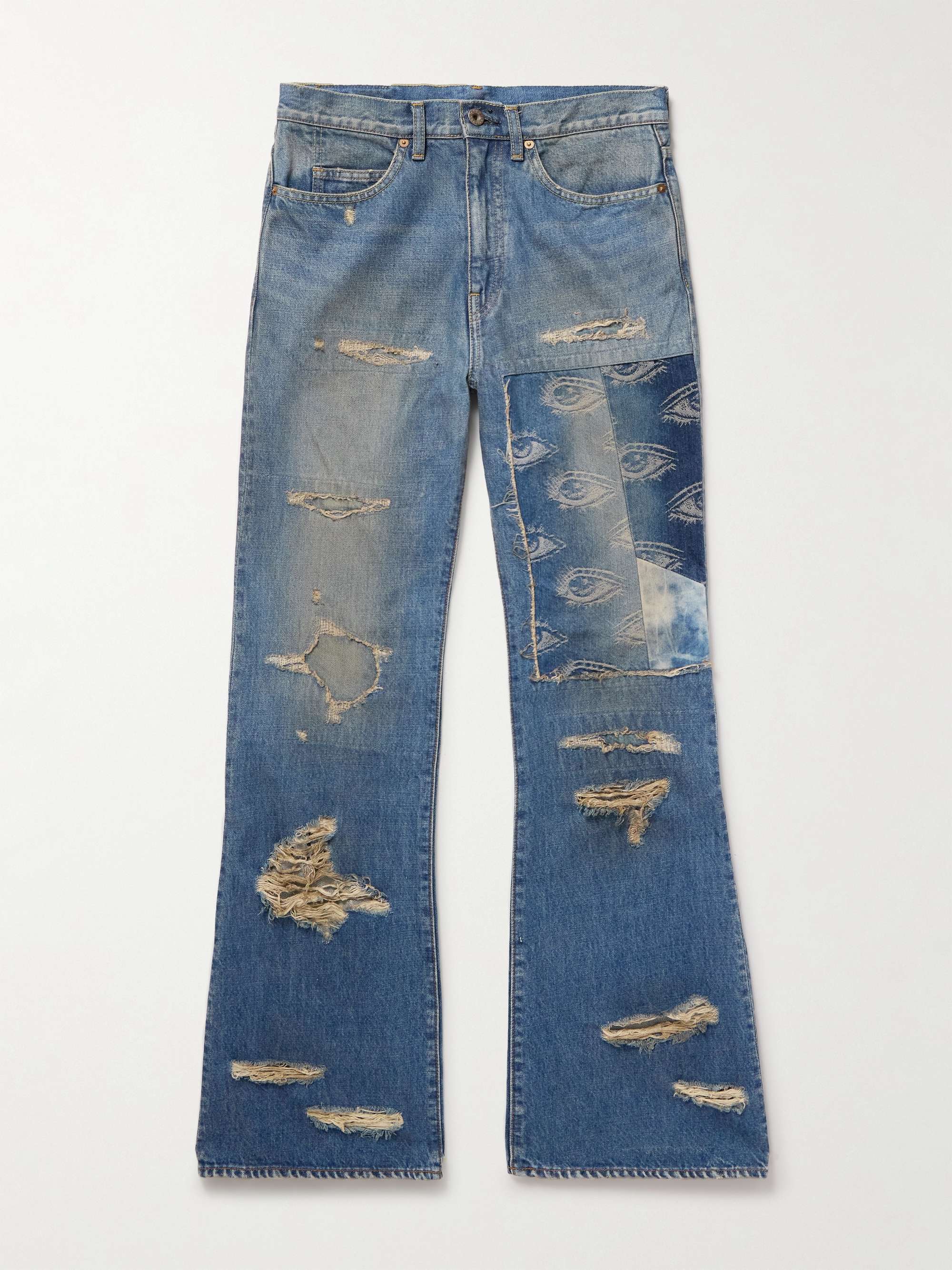 Flared Distressed Patchwork Jeans hero visual