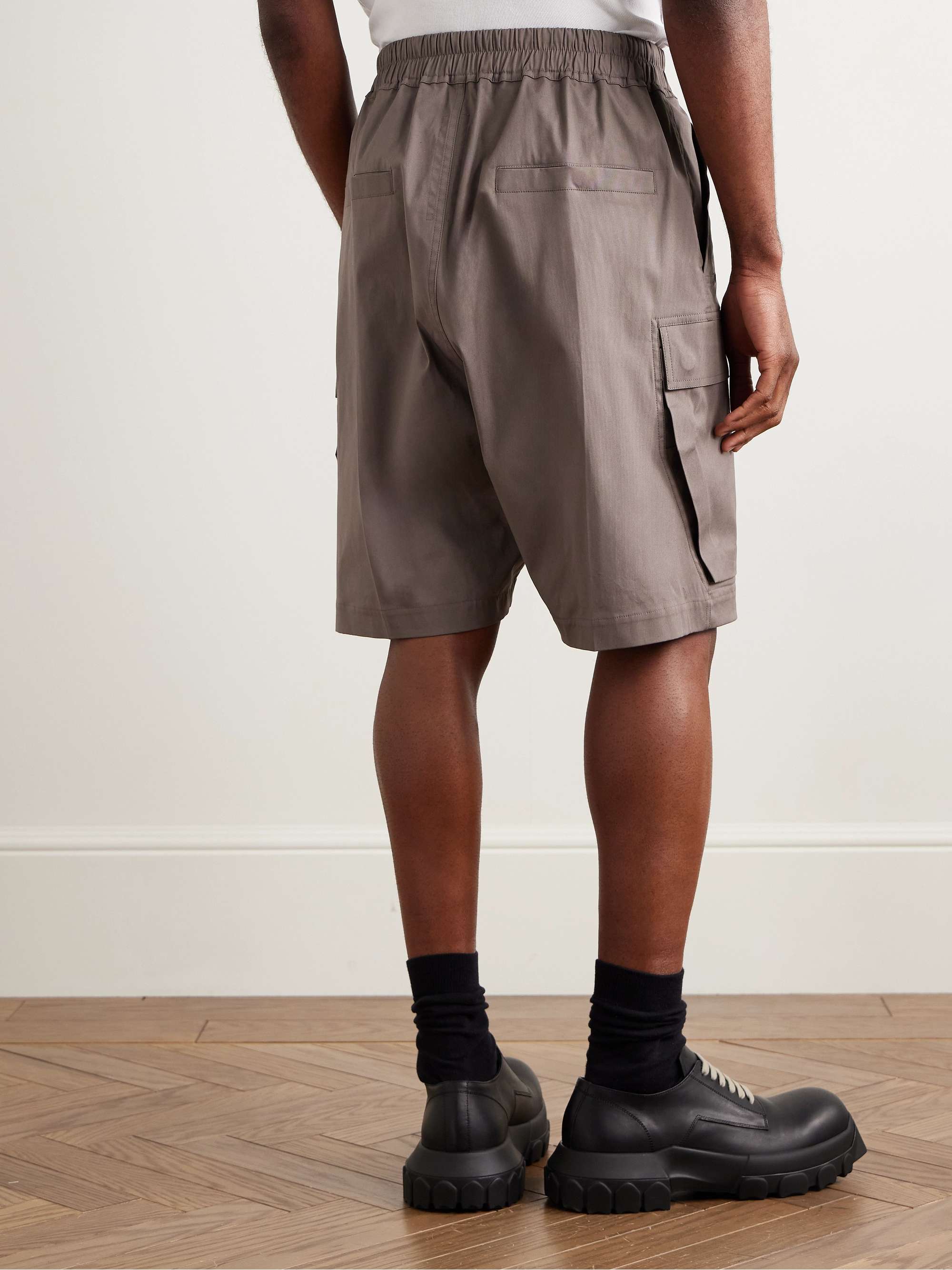 Wide-Leg Cotton-Blend Drawstring Cargo Shorts view
