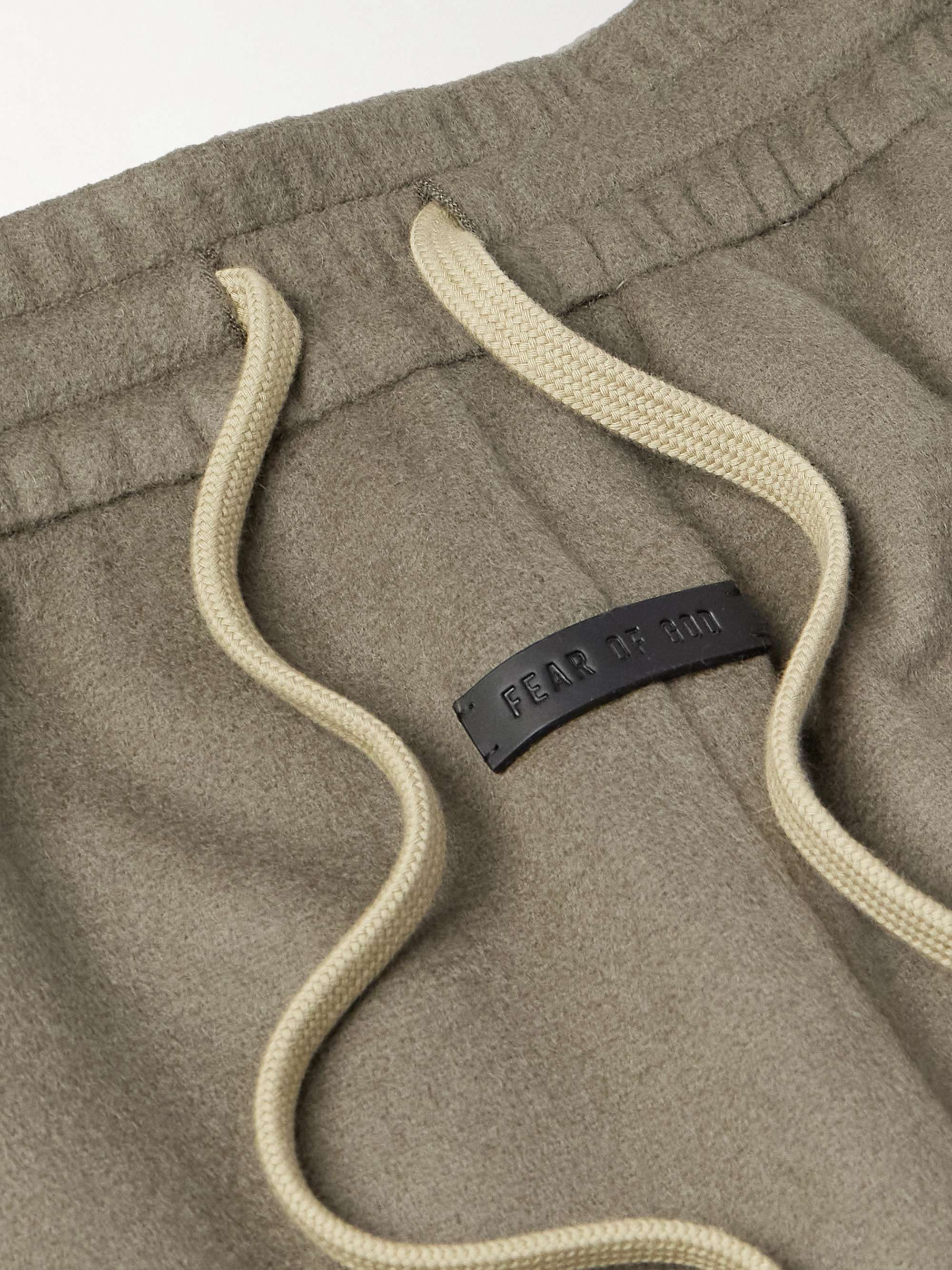 Forum Straight-Leg Logo-Appliquéd Wool and Cashmere-Blend Drawstring Trousers view