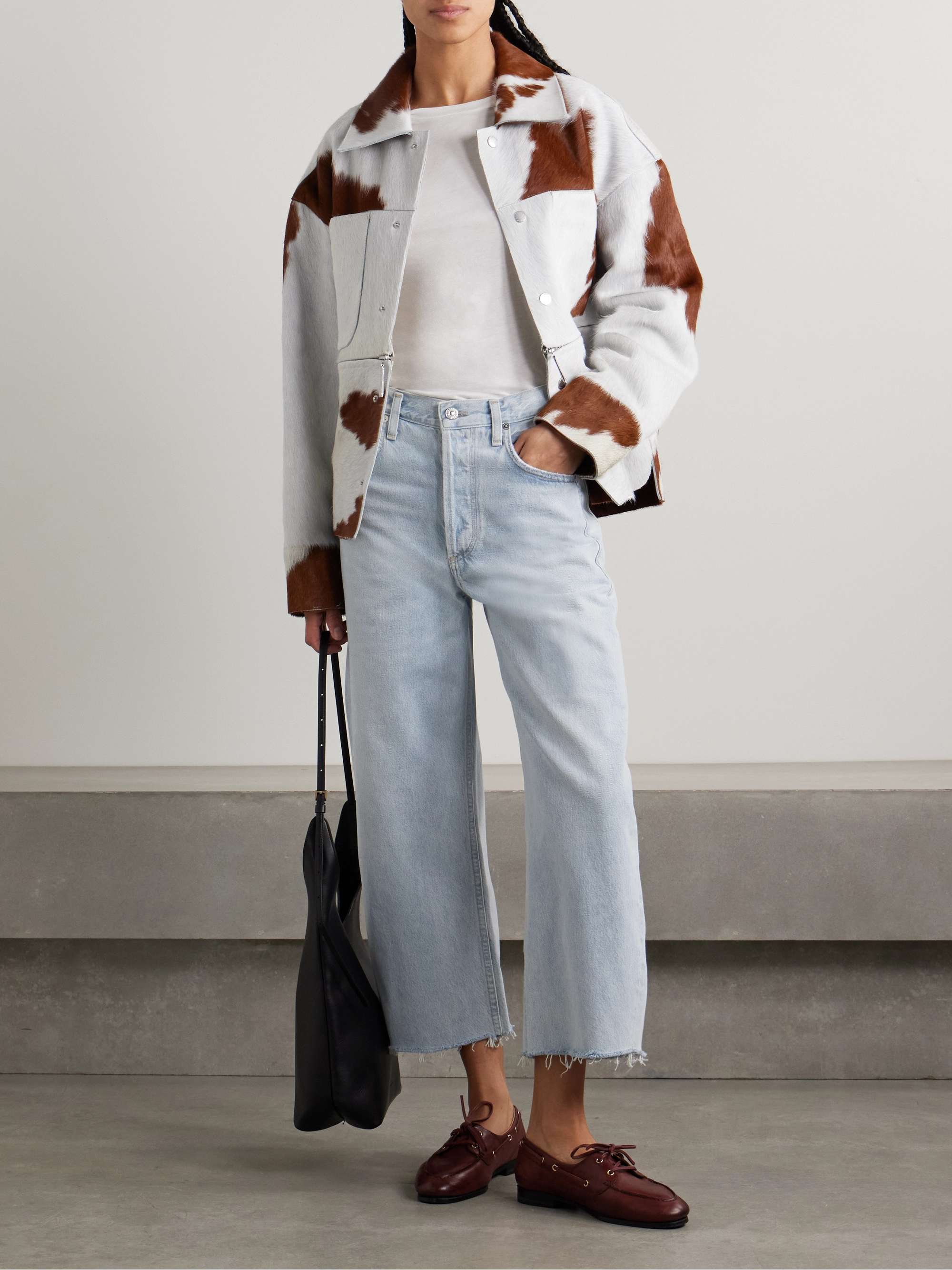 Ayla cropped frayed high-rise wide-leg jeans view
