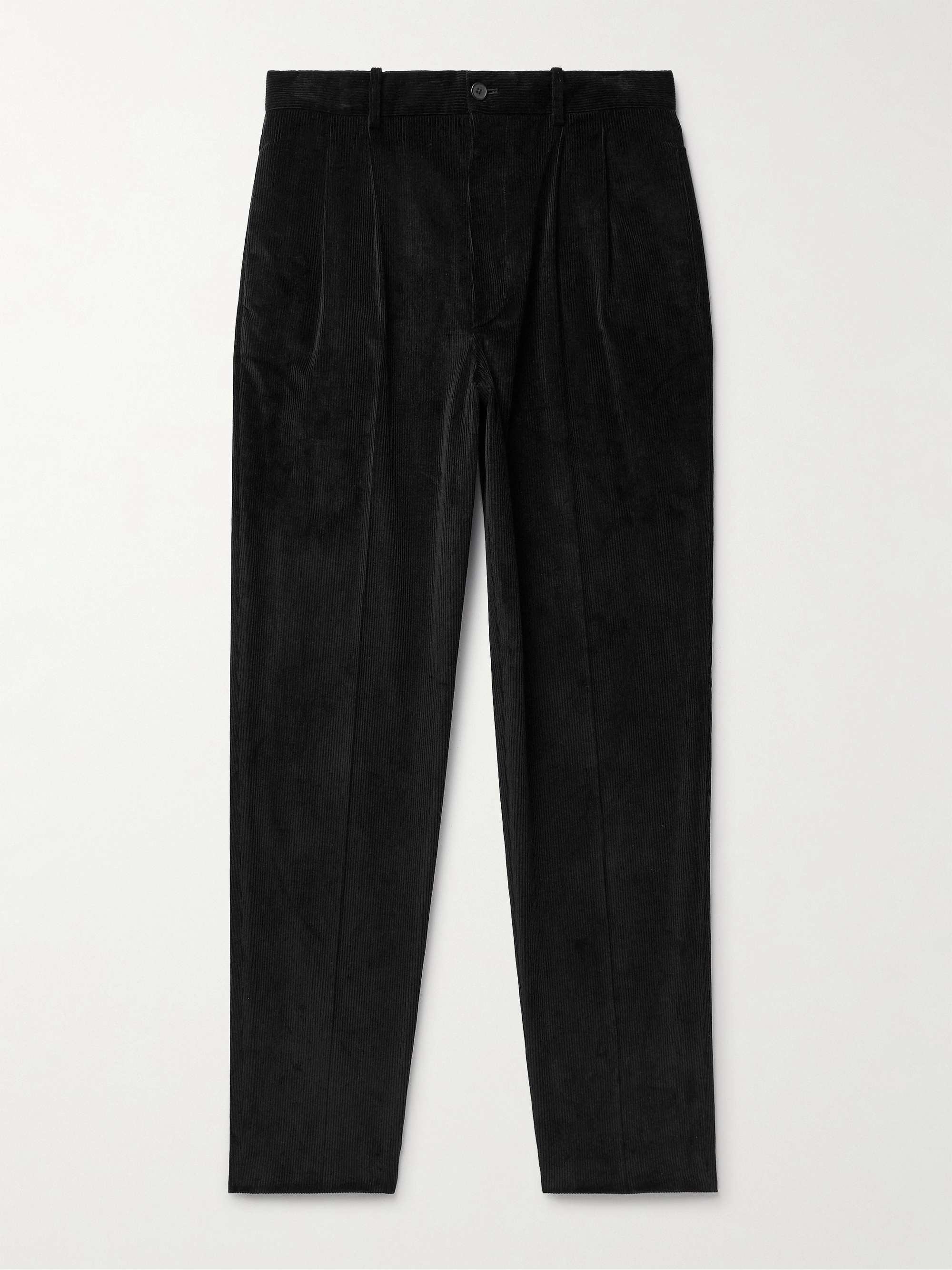 Speek Tapered Pleated Cotton and Cashmere-Blend Corduroy Suit Trousers hero visual