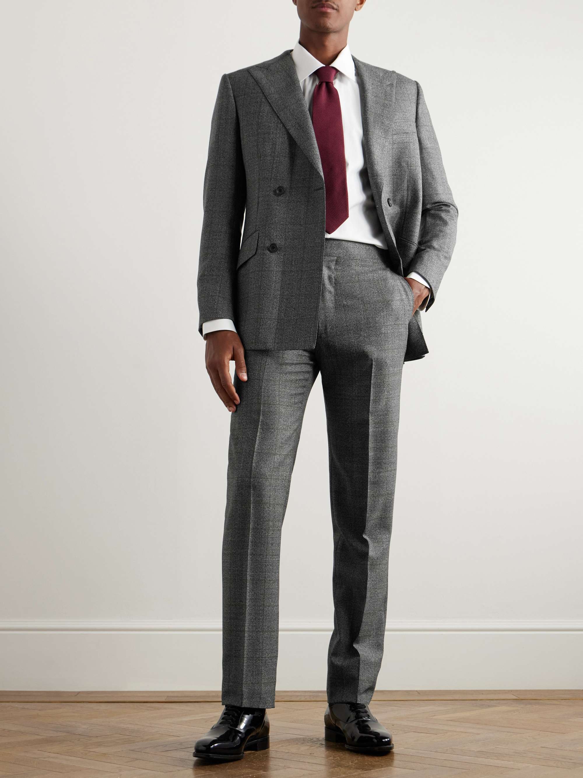 Checked Pleated Wool Trousers view