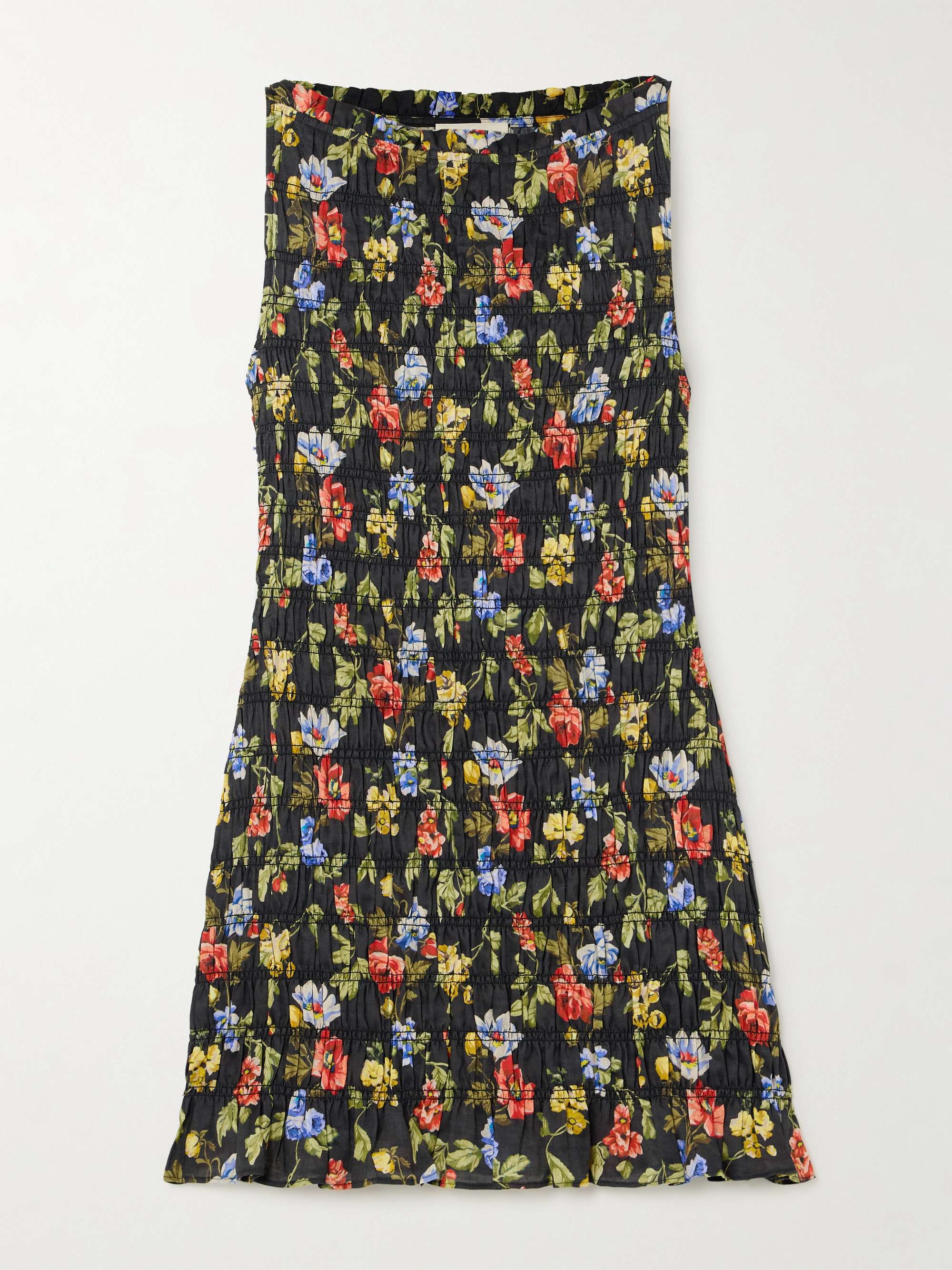 Gianna shirred floral-print ramie mini dress hero visual