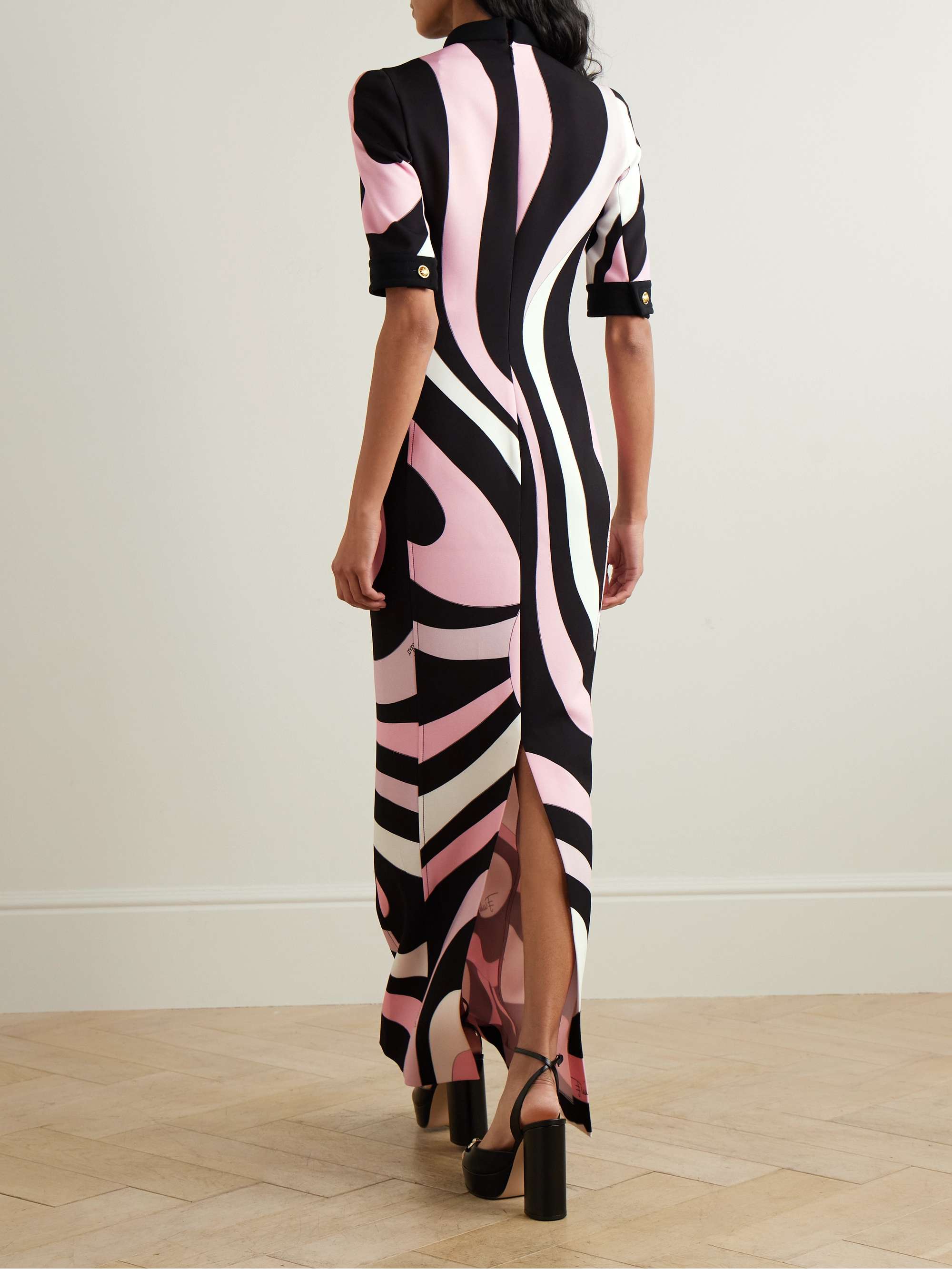 Printed crepe maxi dress view