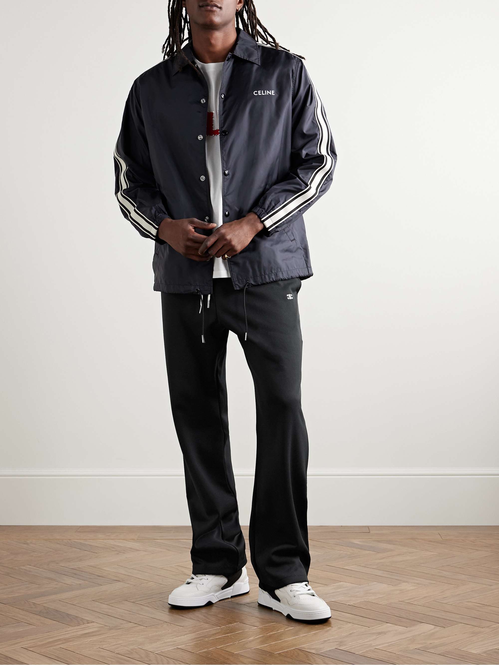 Straight-Leg Striped Jersey Sweatpants view