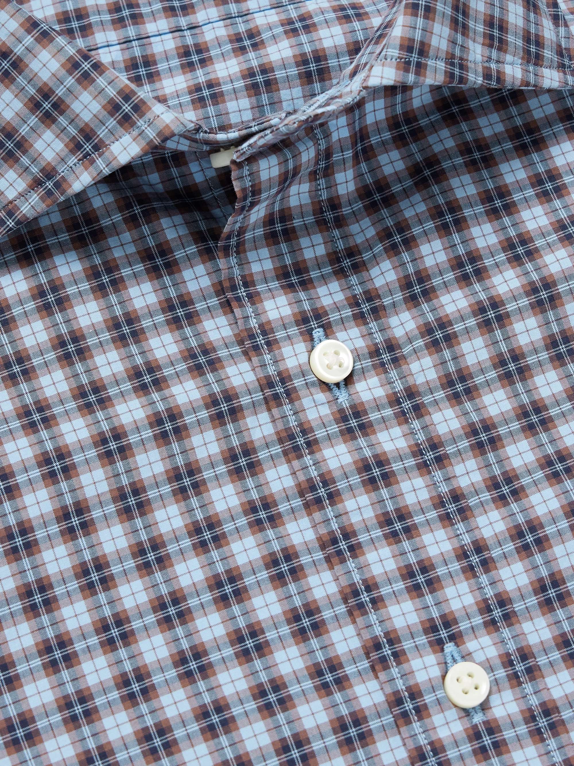 Slim-Fit Checked Cotton-Poplin Shirt view