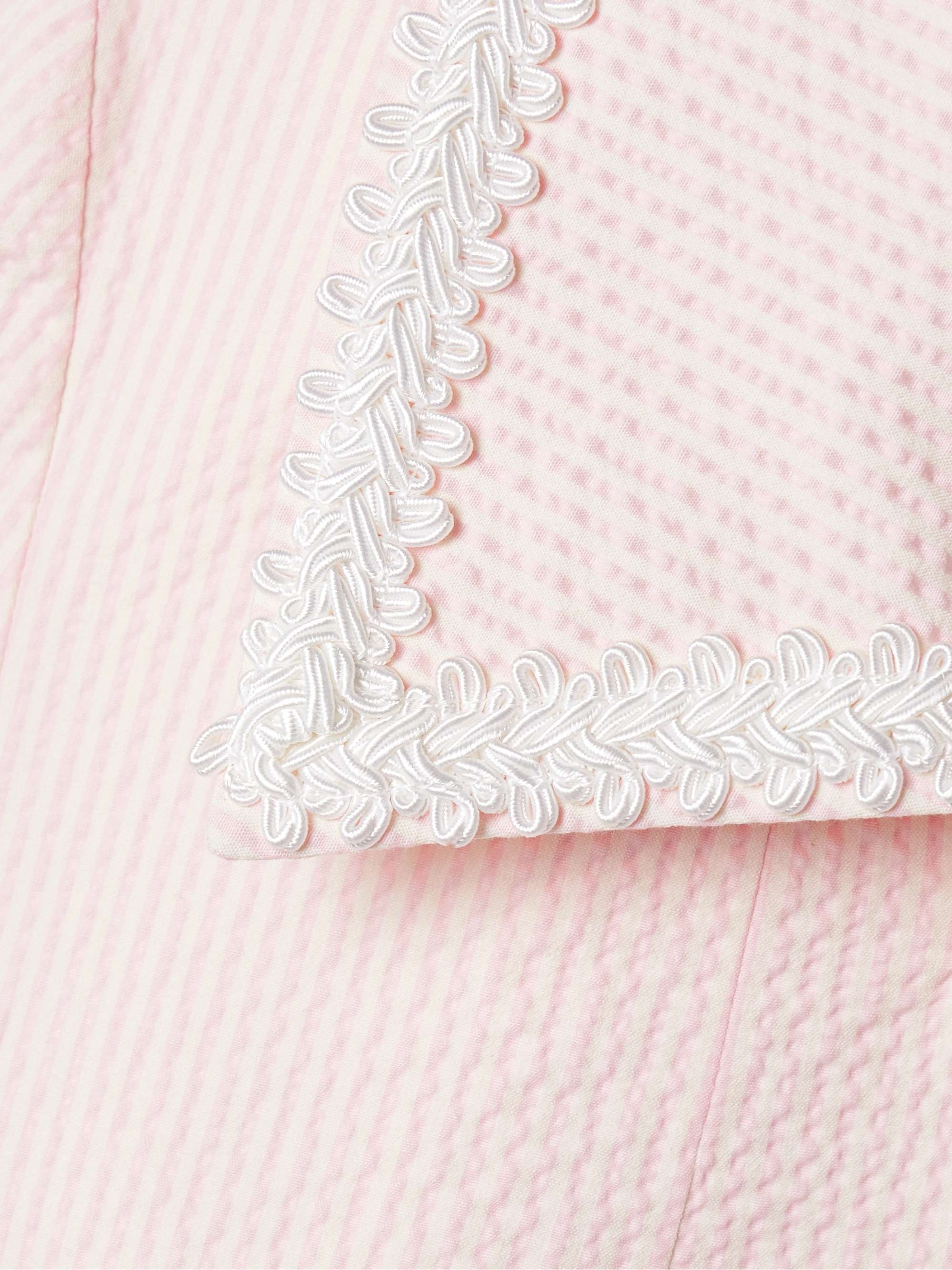 Cropped appliquéd striped cotton-blend seersucker jacket view