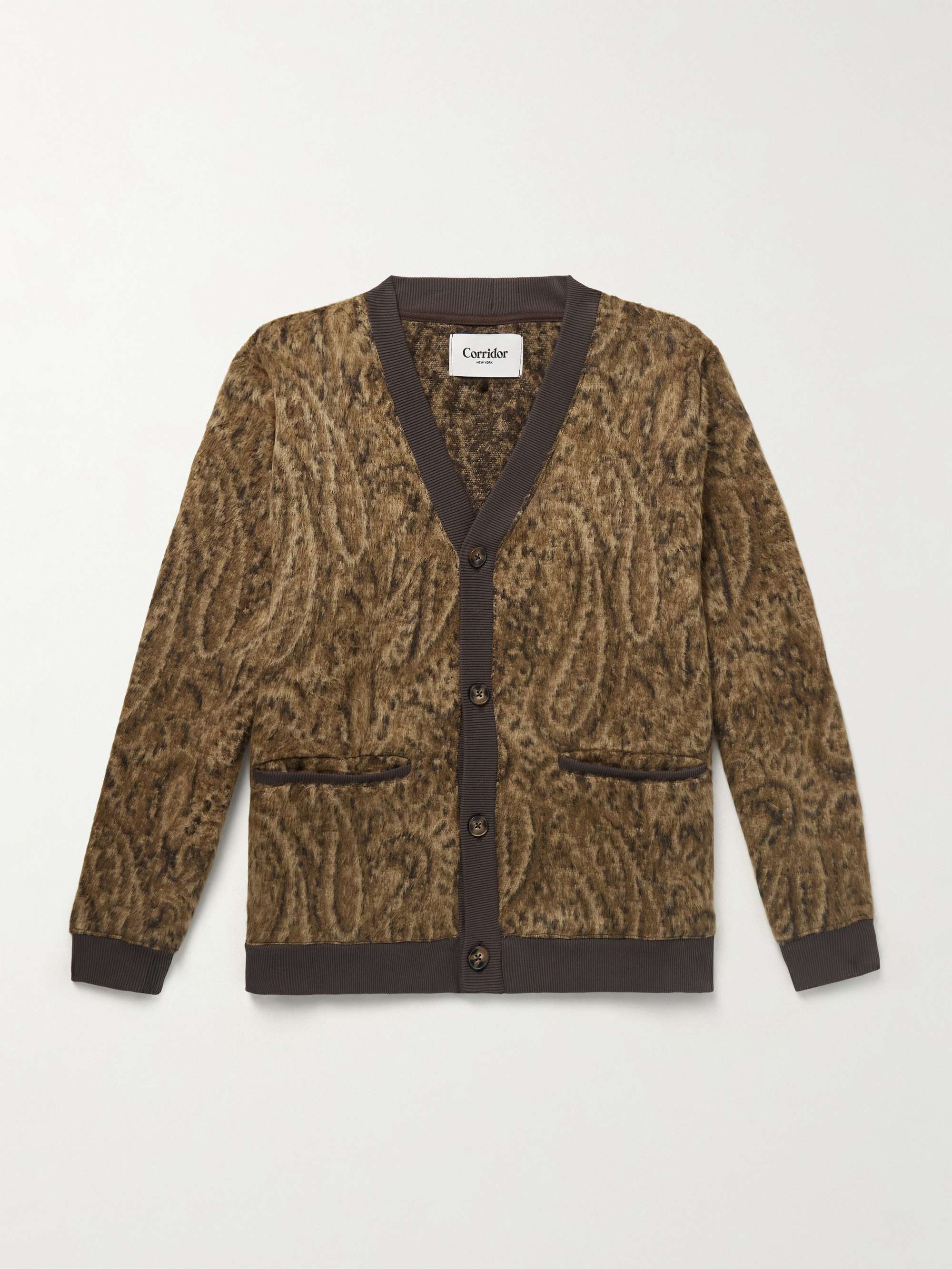 Opus Brushed Paisley-Jacquard Knitted Cardigan hero visual