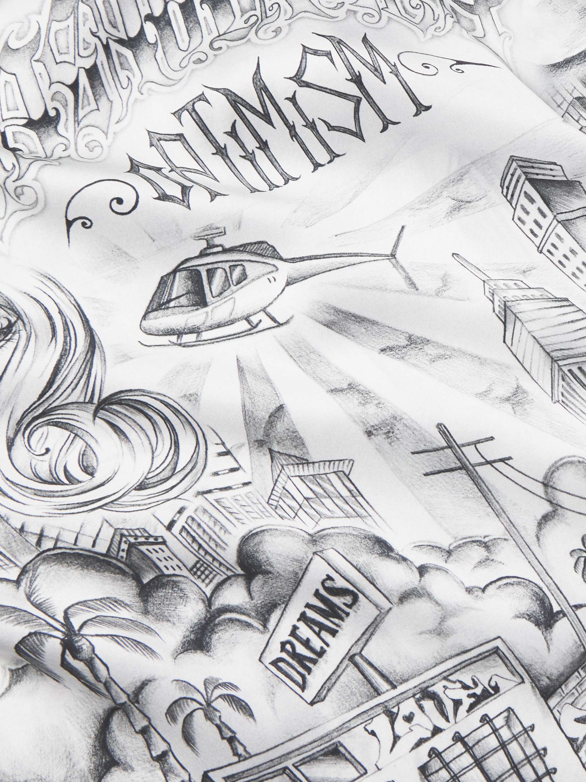 Tattoo Convertible-Collar Printed Silk-Satin Shirt view
