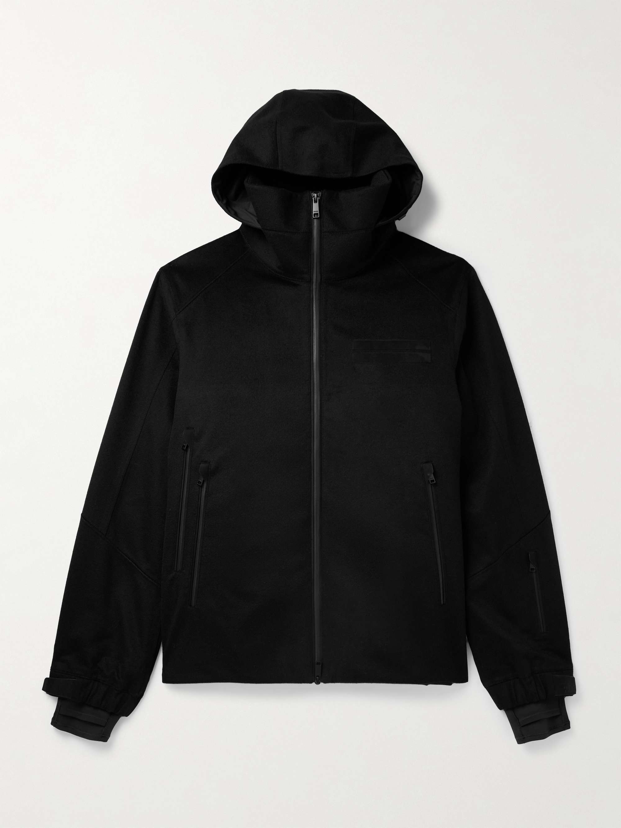 Convertible Leather-Trimmed Cashmere Down Hooded Ski Jacket hero visual