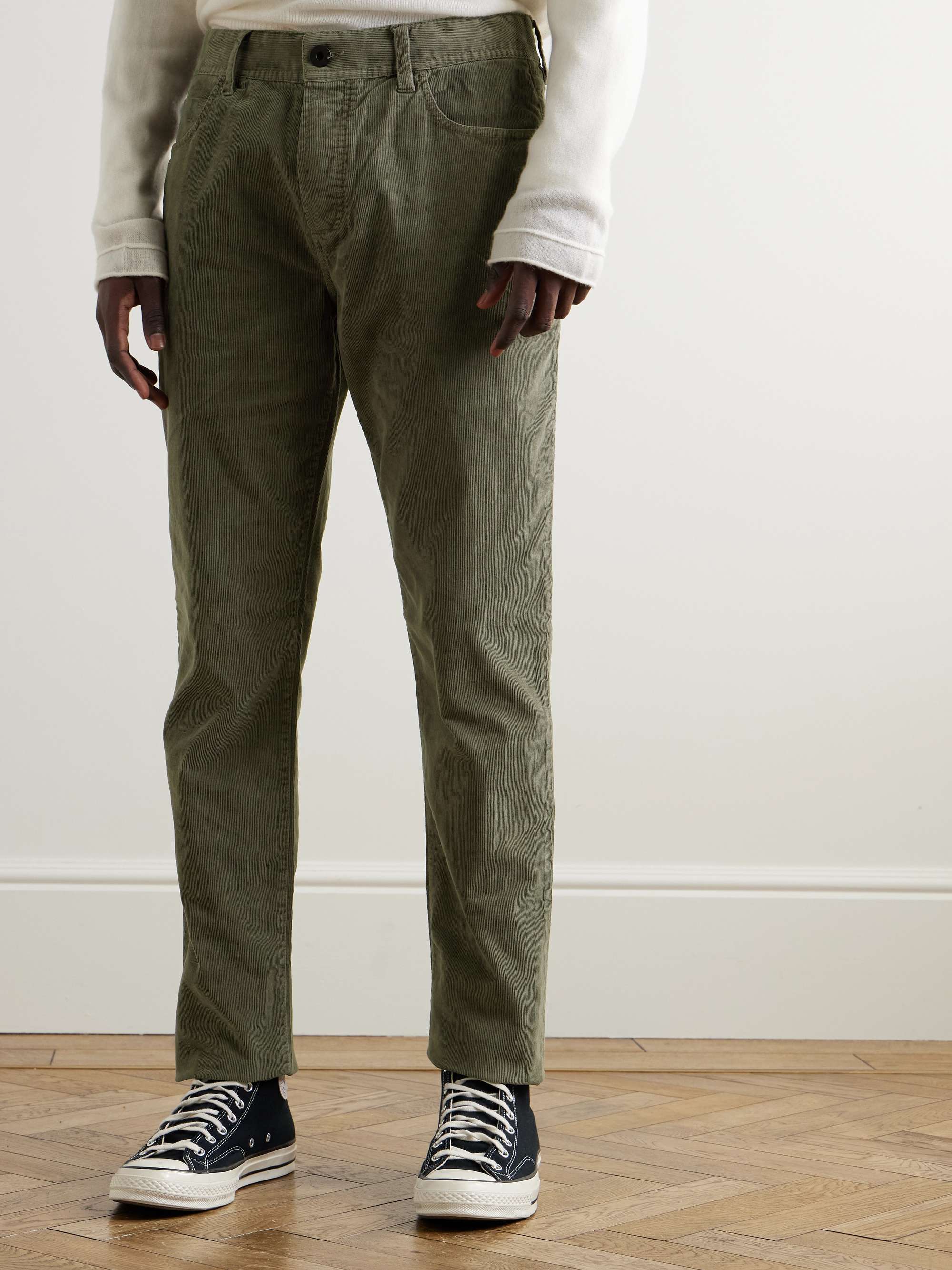 Slim-Fit Straight-Leg Cotton-Blend Corduroy Trousers view