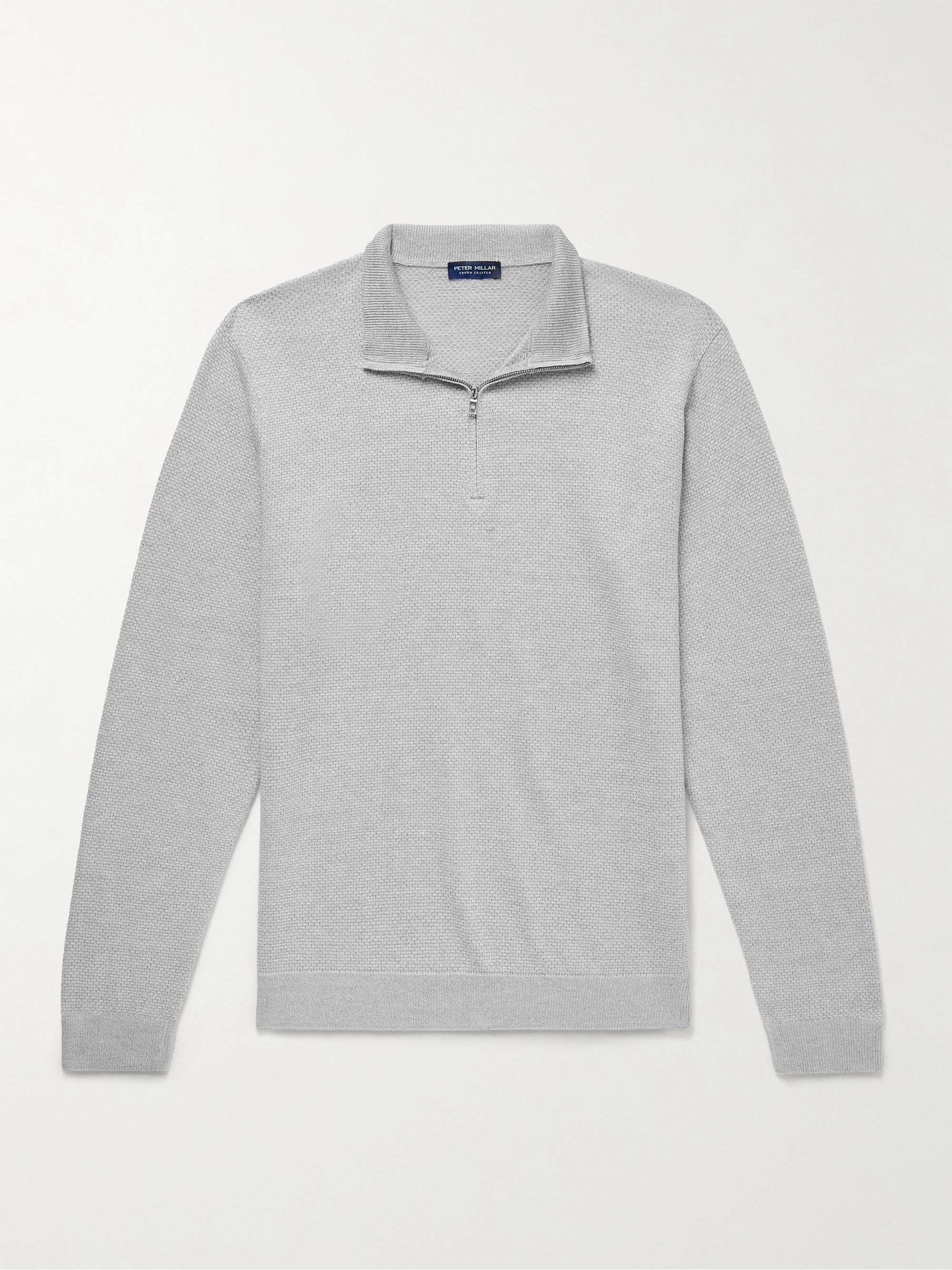 Ashland Birdseye Merino Wool, Linen and Cotton-Blend Half-Zip Sweater hero visual