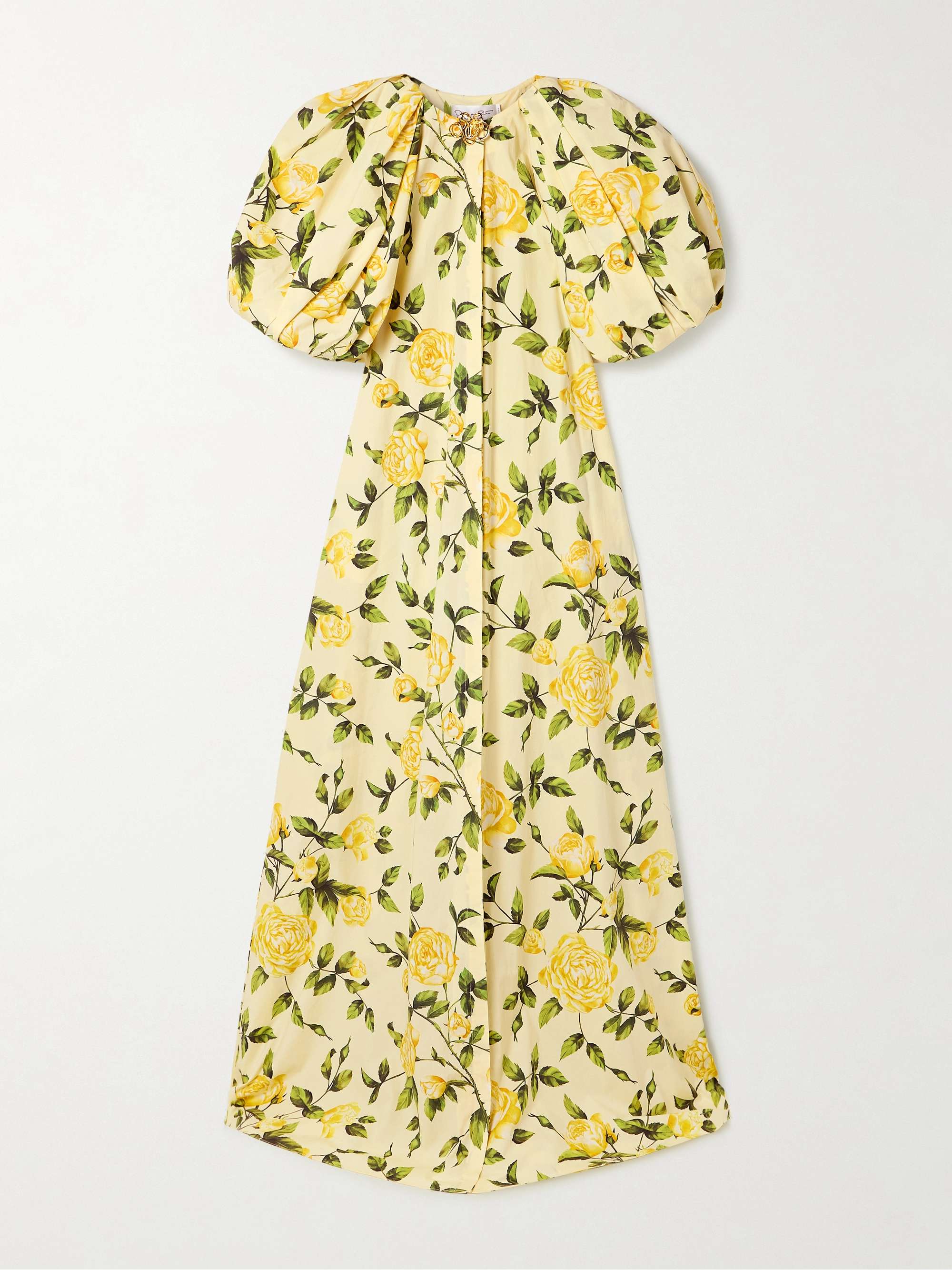 Embellished gathered floral-print cotton-blend poplin gown hero visual