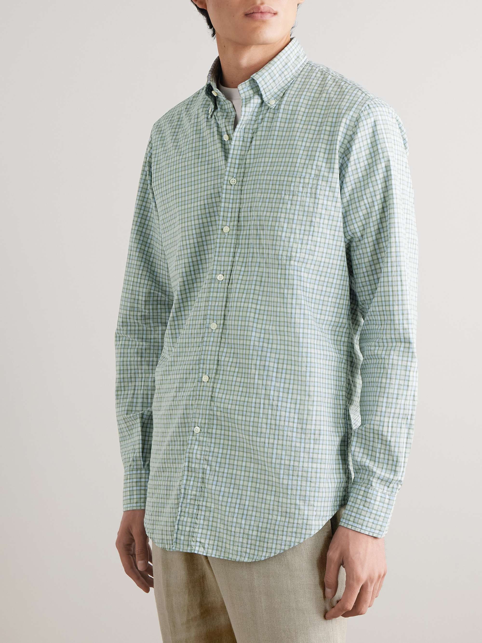 Button-Down Collar Checked Cotton-Poplin Shirt view