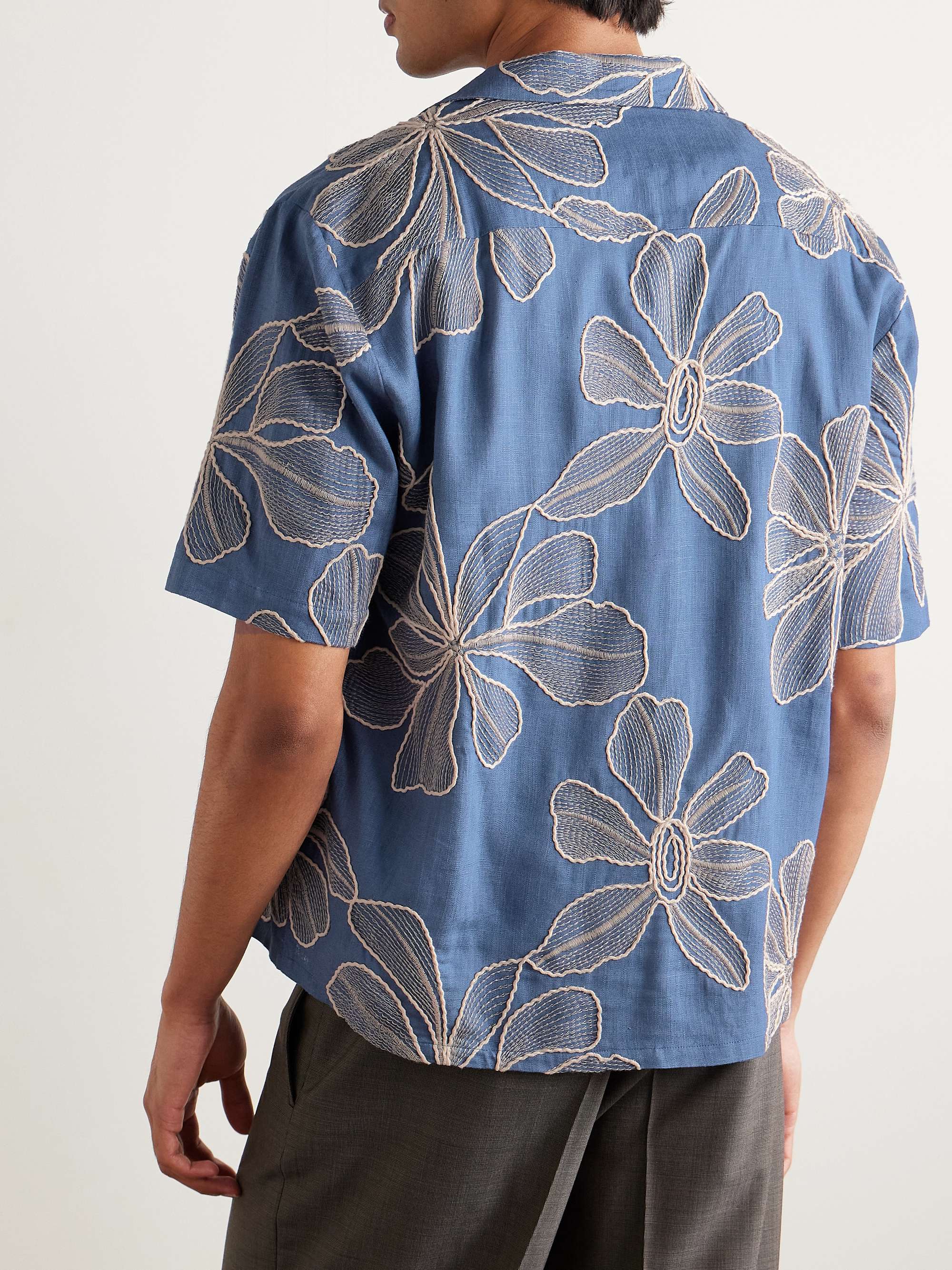 Camp-Collar Embroidered Voile Shirt view