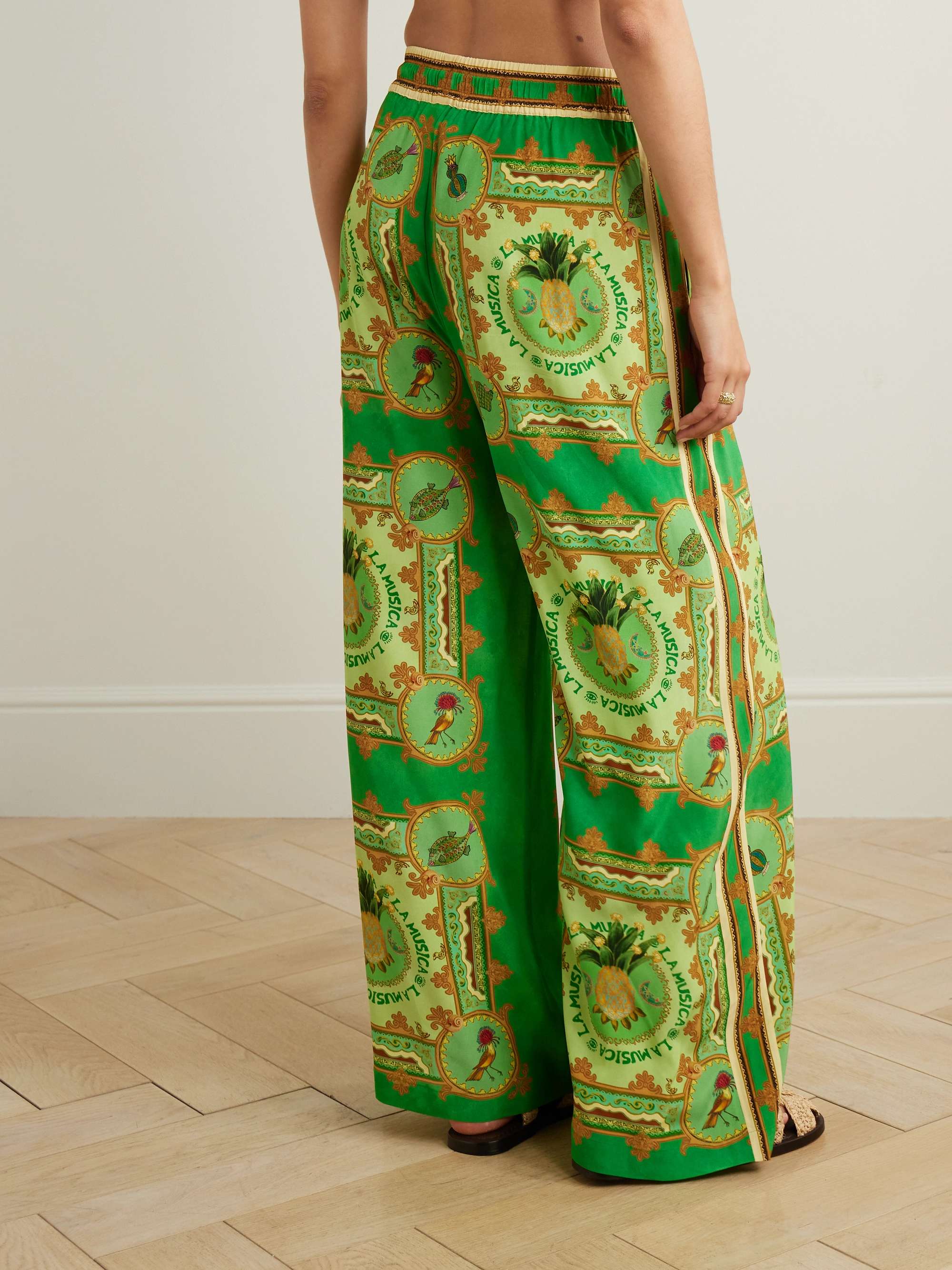 La Musica printed silk crepe de chine wide-leg pants view