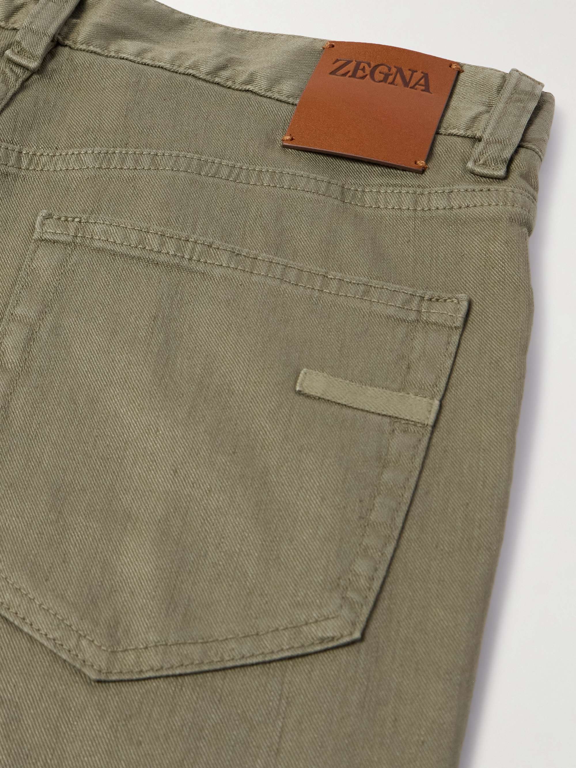 Roccia Slim-Fit Garment-Dyed Stretch Linen and Cotton-Blend Trousers view