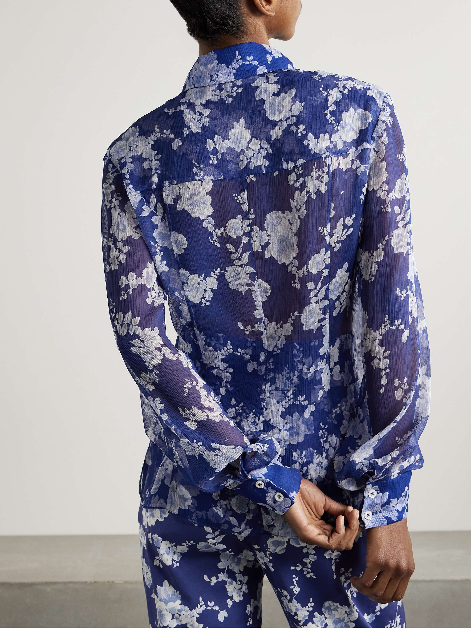 Floral-print silk-crepon shirt view