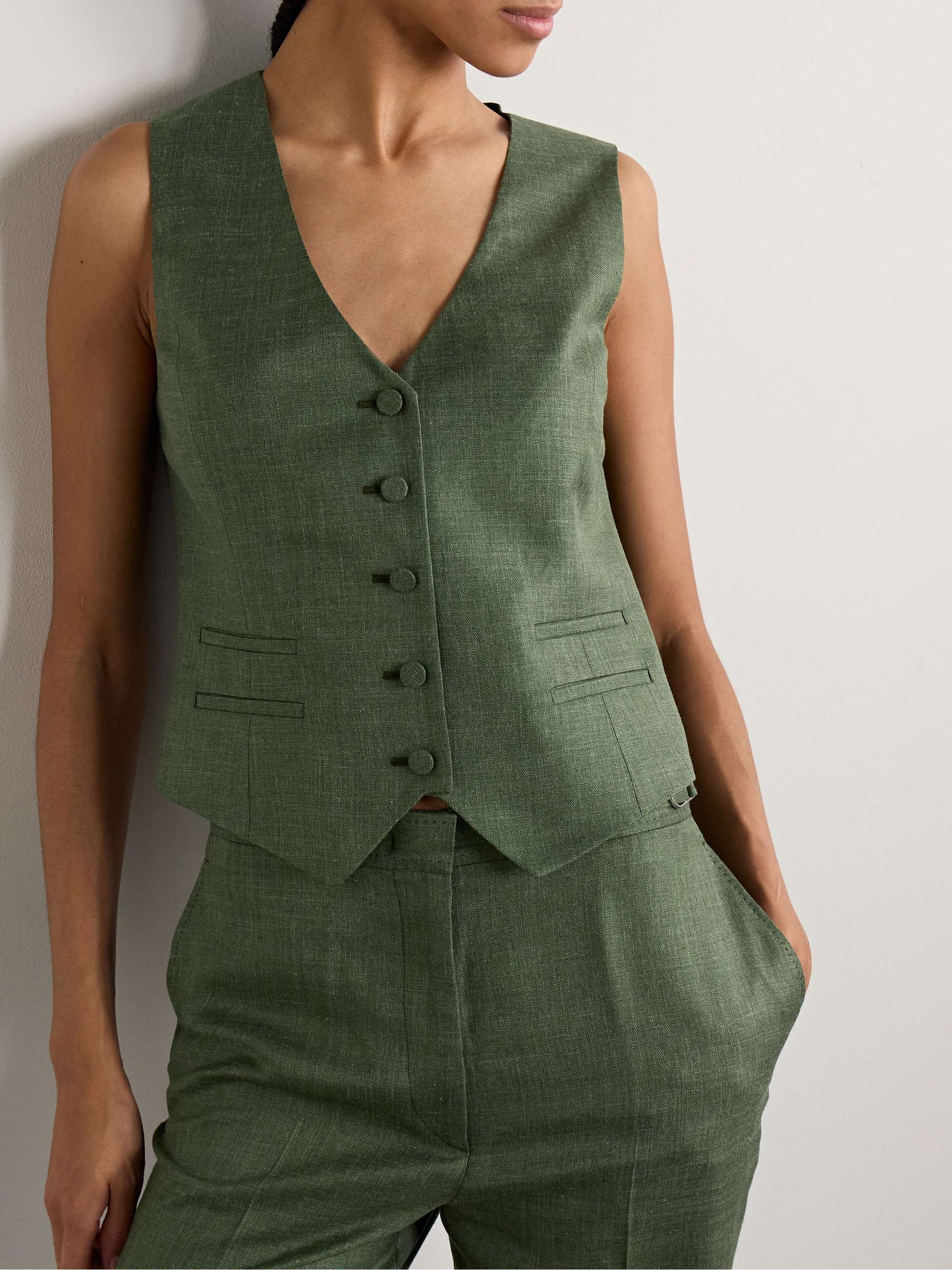Coleridge wool, silk and linen-blend twill vest view