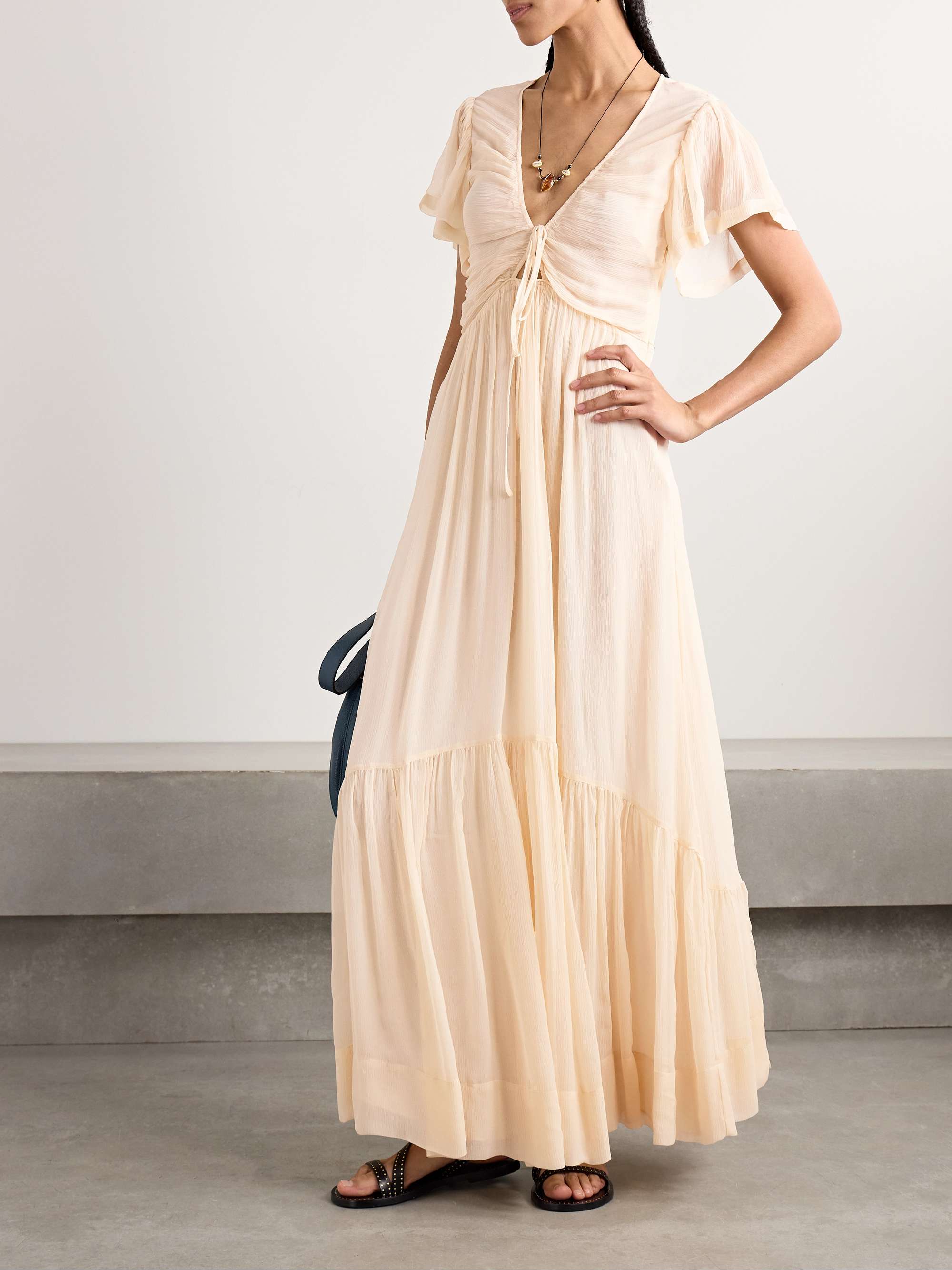 Agathe tiered gathered silk-crepon maxi dress view
